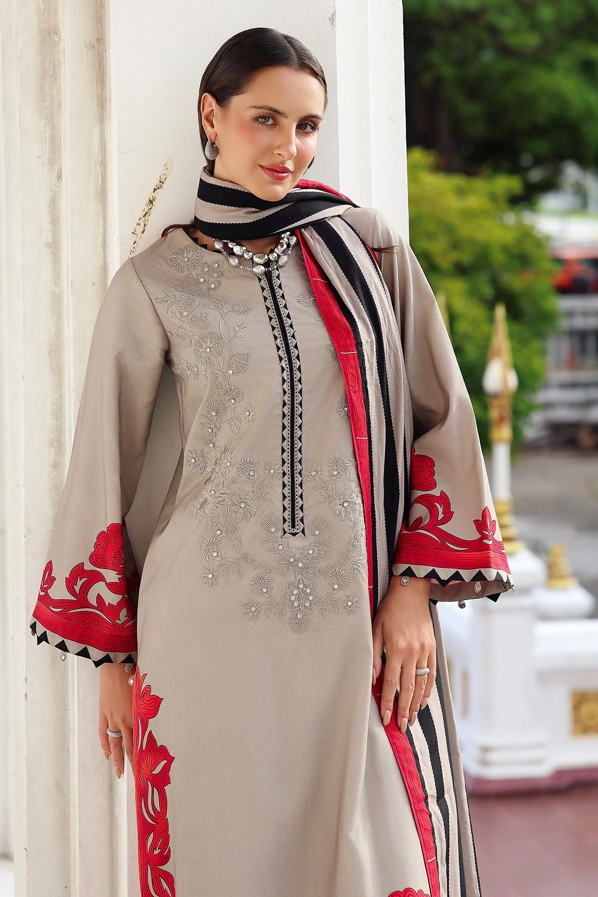 3-PC Embroidered Linen Collection ANW6-08 - Image 4