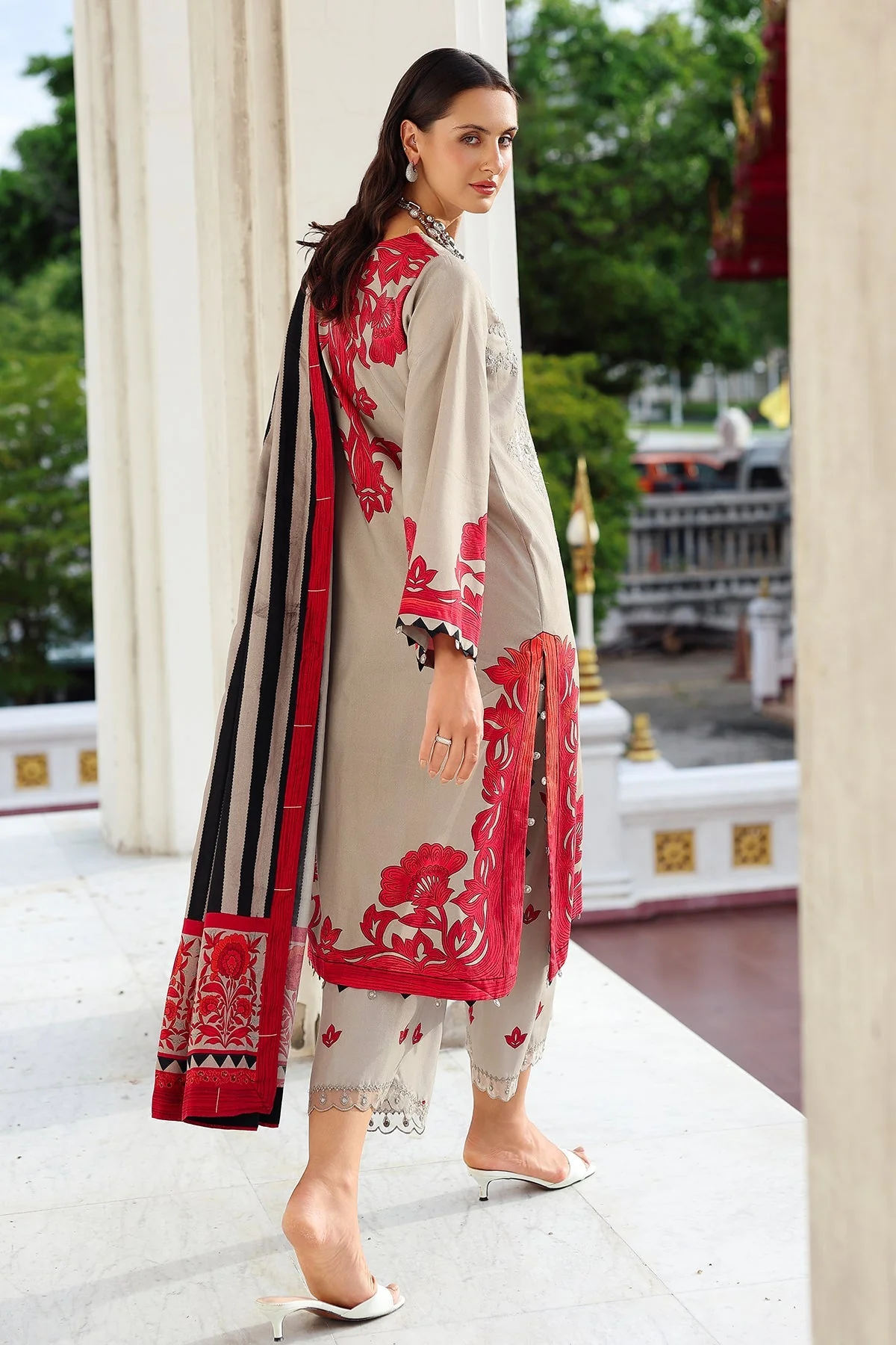 3-PC Embroidered Linen Collection ANW6-08 - Image 5