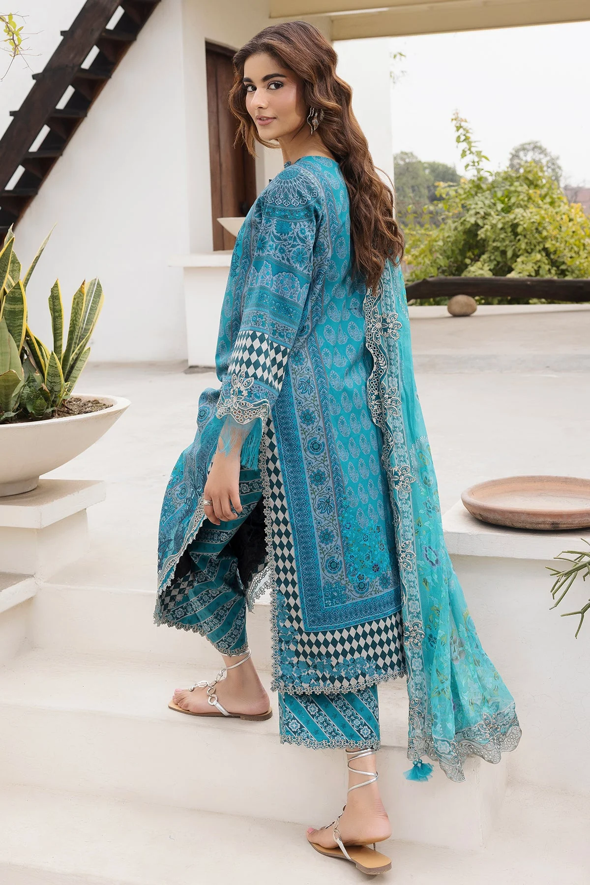 3-PC Stitched Embroidered Lawn Collection CC6-24 PSOK - Image 5
