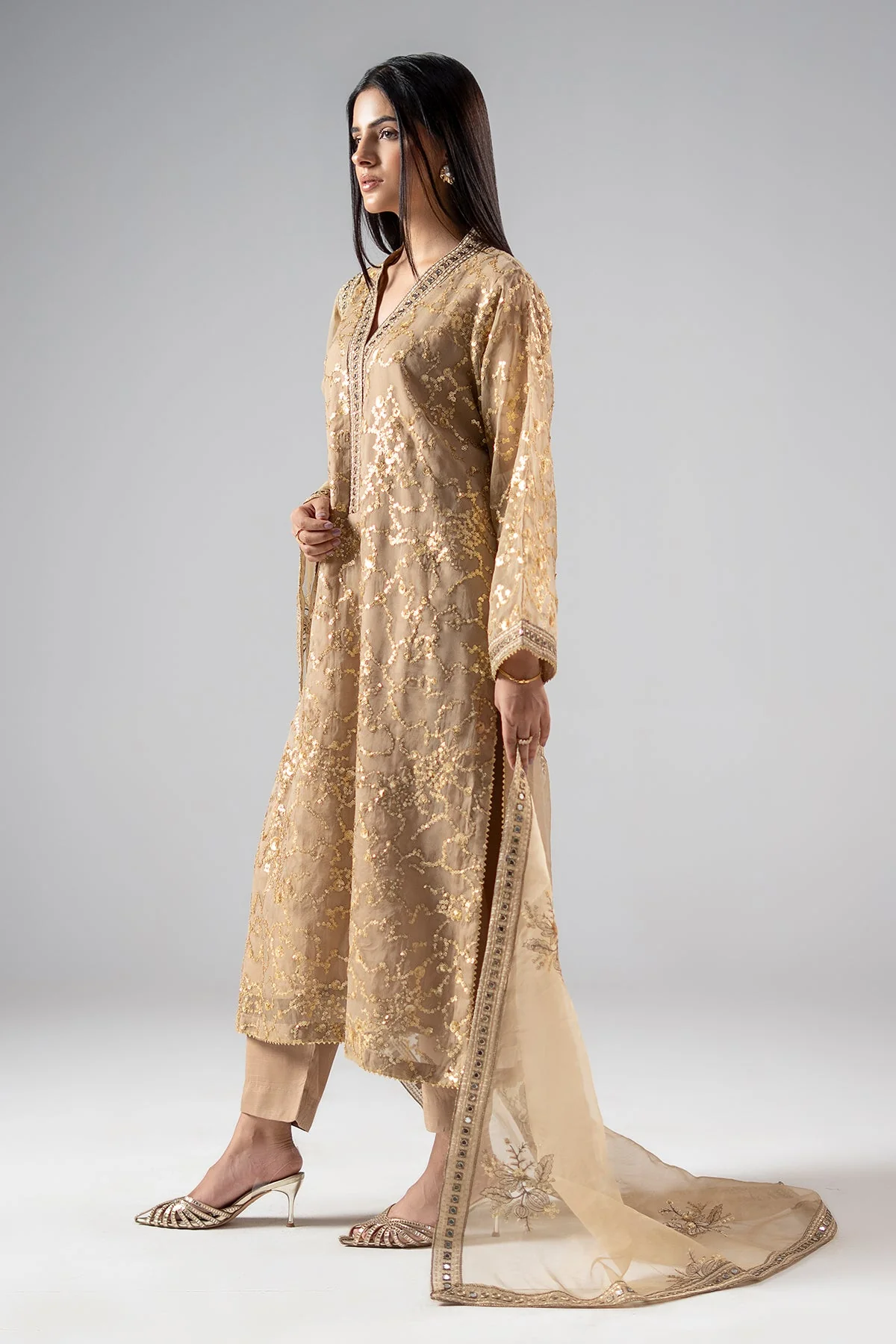 3-PC Printed Organza  CMA-6-288 - Image 3