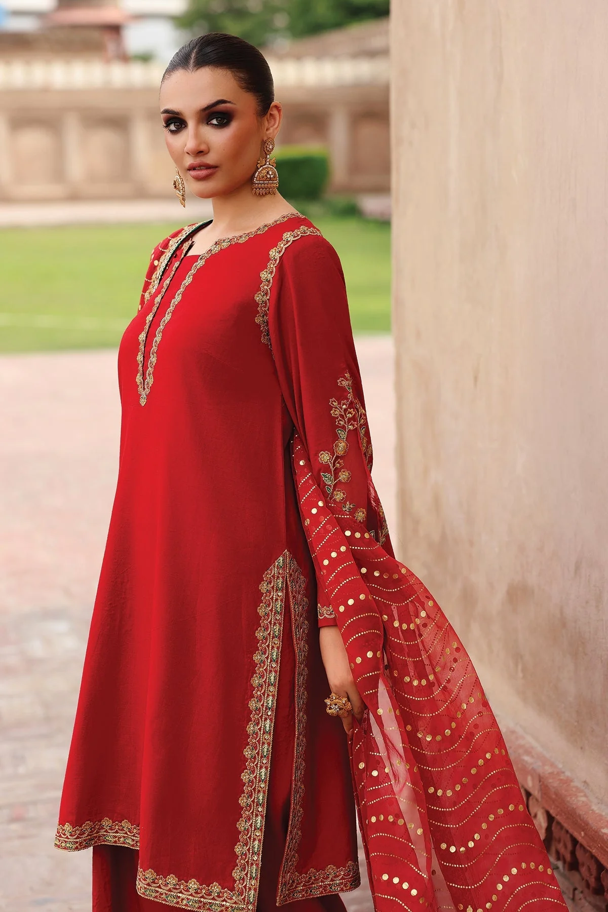3-PC Embroidered Raw-Silk Suit CMA-5-107 - Image 2