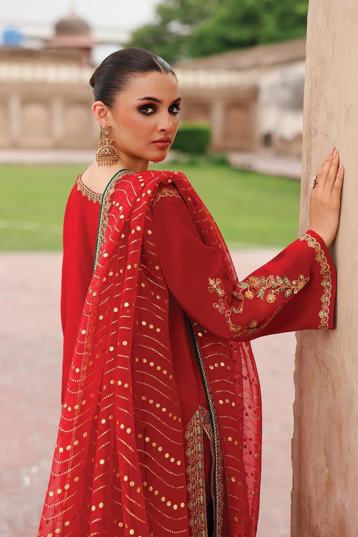3-PC Embroidered Raw-Silk Suit CMA-5-107 - Image 3
