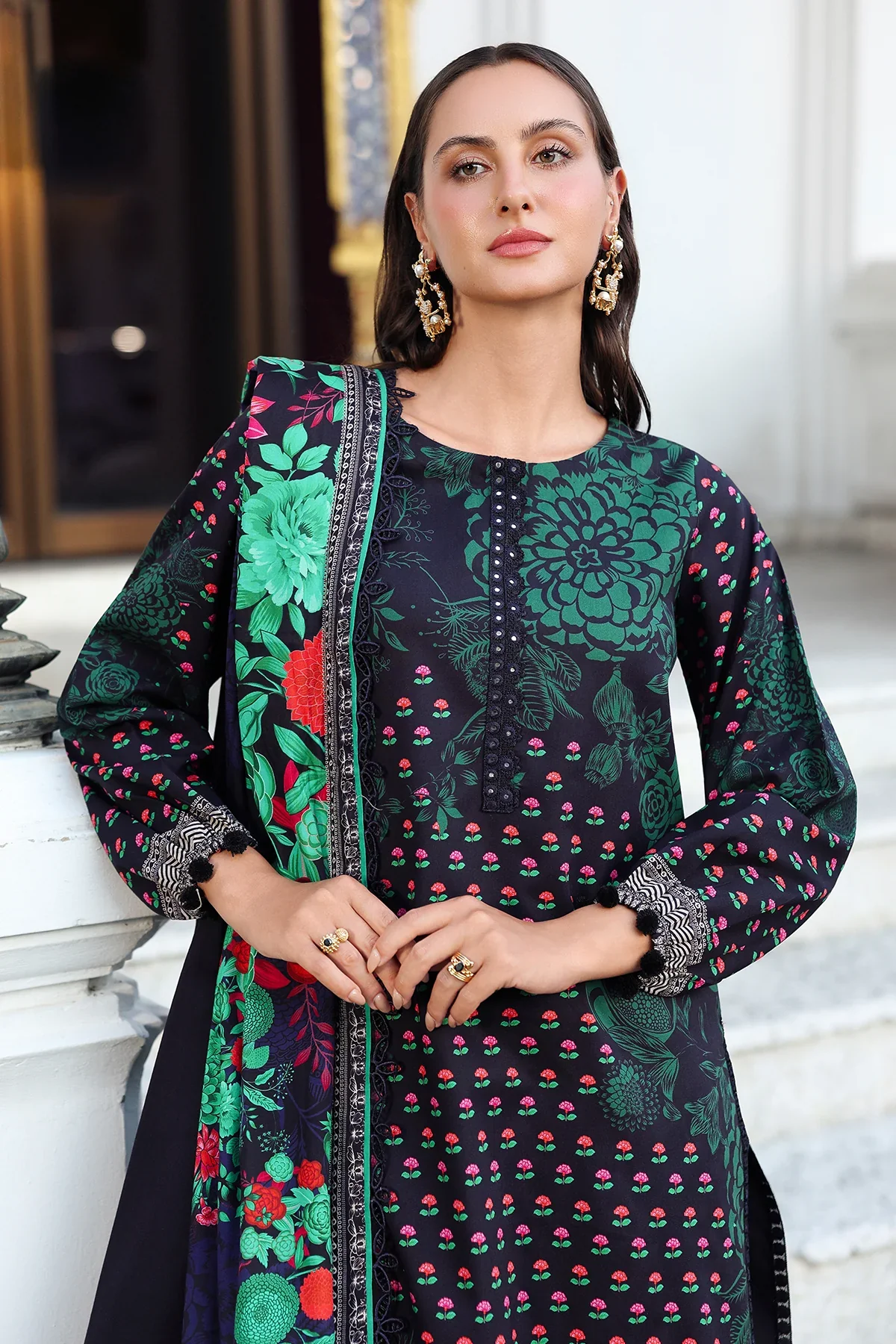 3-PC Embroidered Linen Collection ANW6-07 - Image 2