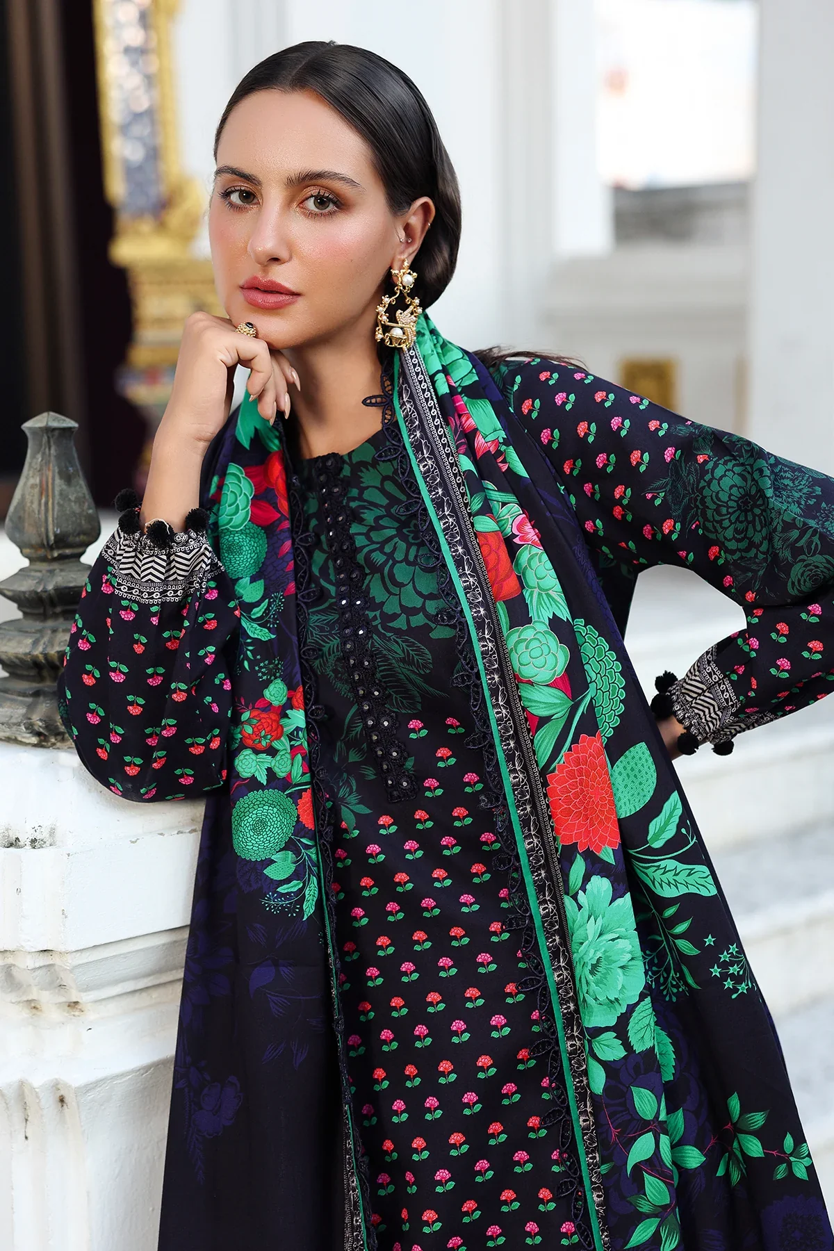 3-PC Embroidered Linen Collection ANW6-07 - Image 4