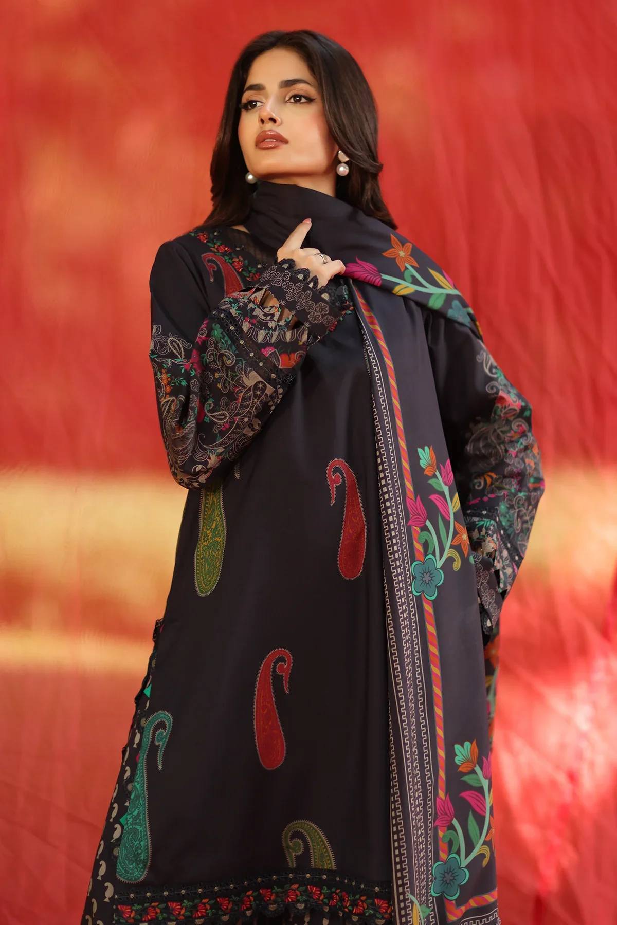 3-PC Embroidered Linen Collection ANW6-10 - Image 2
