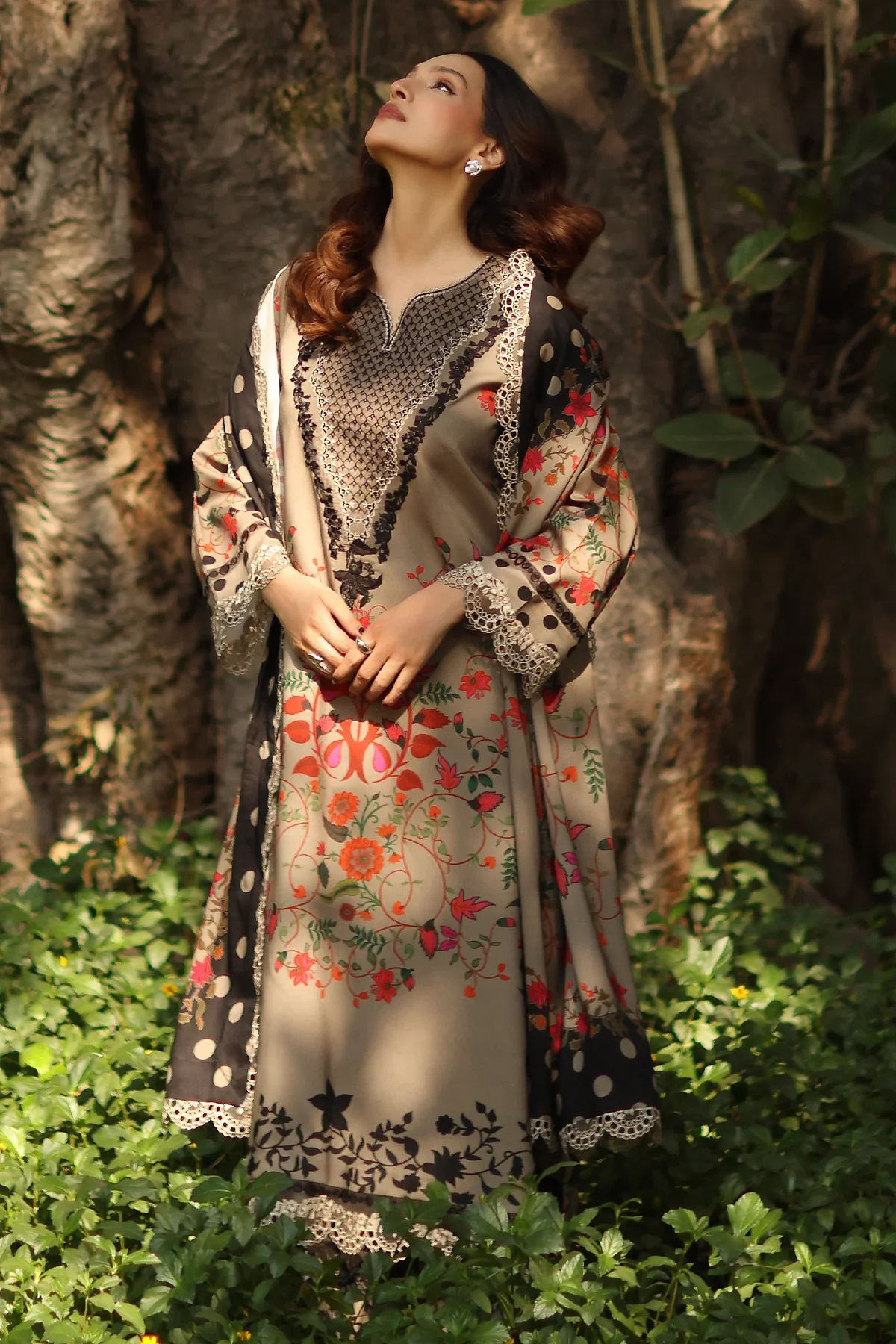 3-PC Embroidered Linen Collection ANW6-12 - Image 2
