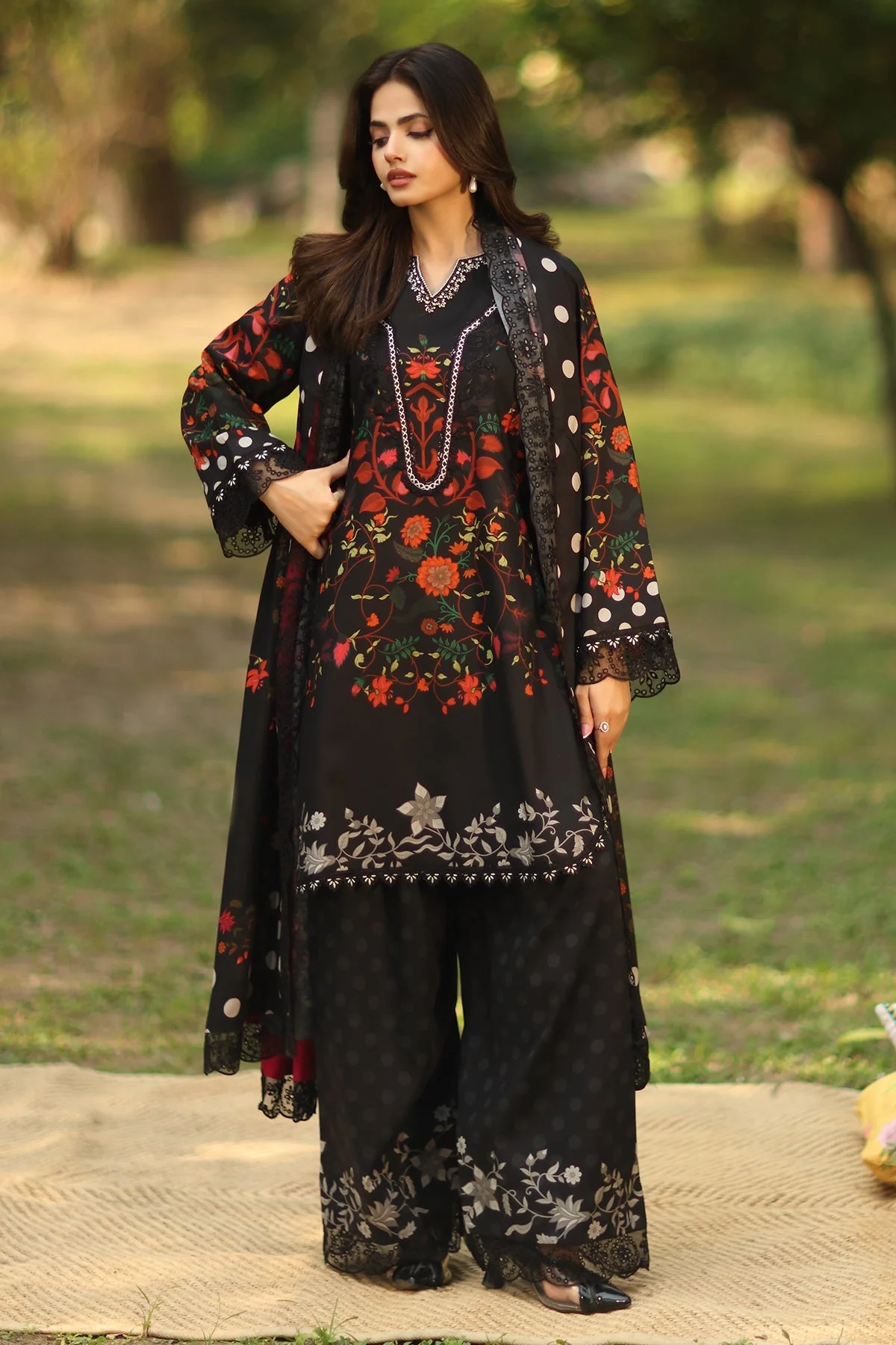3-PC  Embroidered Linen Collection ANW6-13 - Image 3