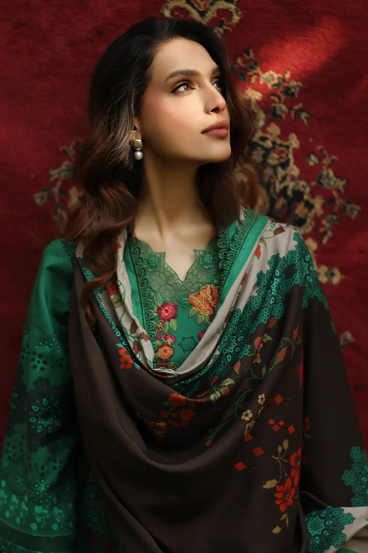 3-PC Embroidered Linen Collection ANW6-14 - Image 2