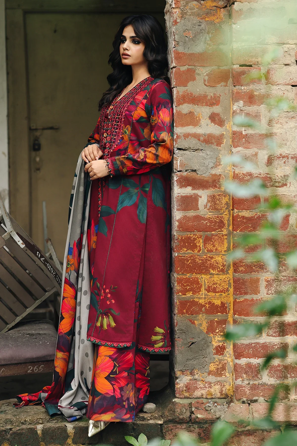 3-PC Embroidered Linen Collection ANW6-18 - Image 4