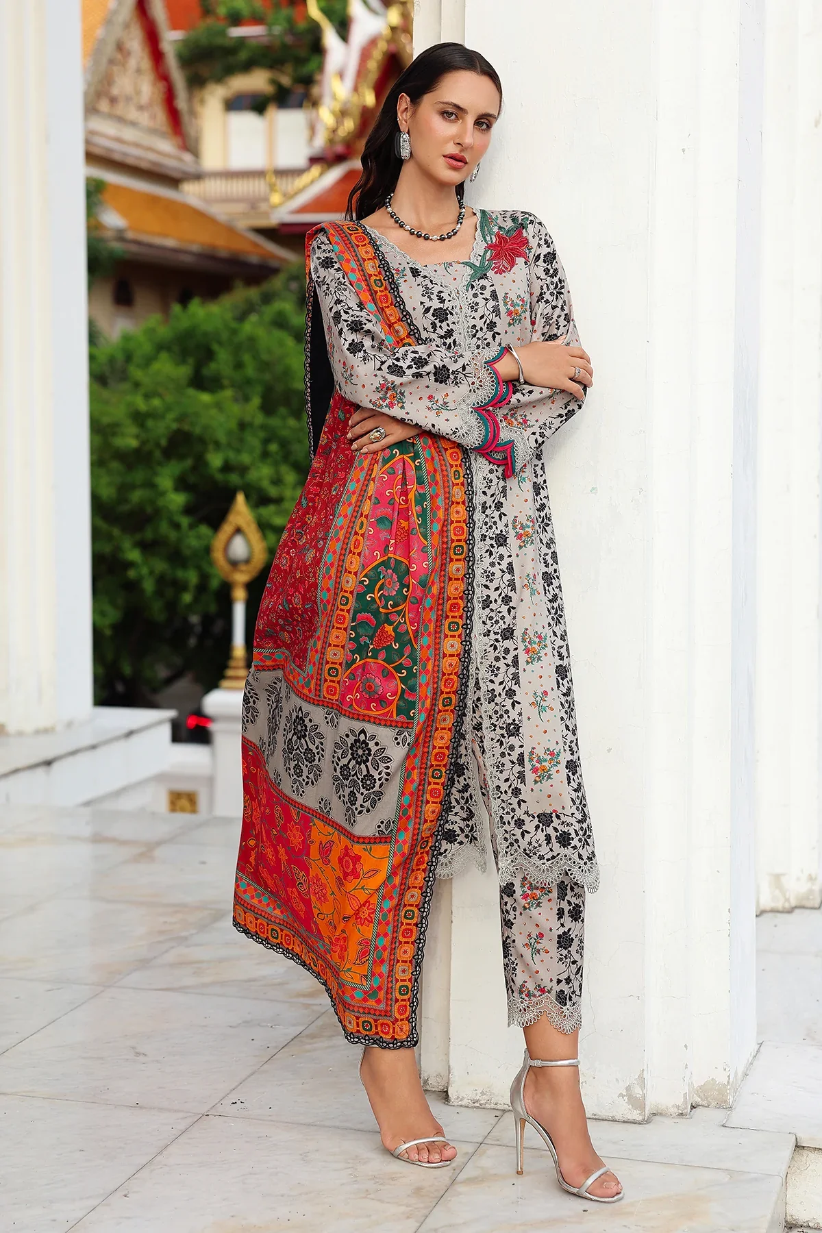 3-PC Embroidered Linen Collection ANW6-19 - Image 4