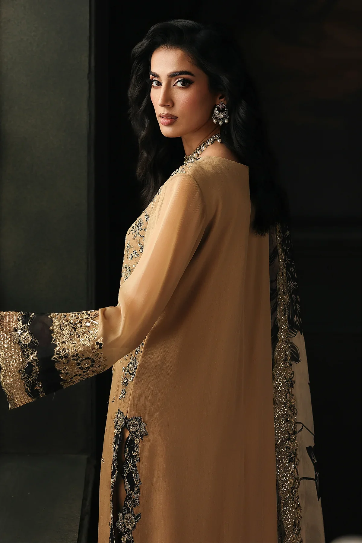 3 Pc Embroidered Dyed Chiffon CA26-06 PSOK - Image 4