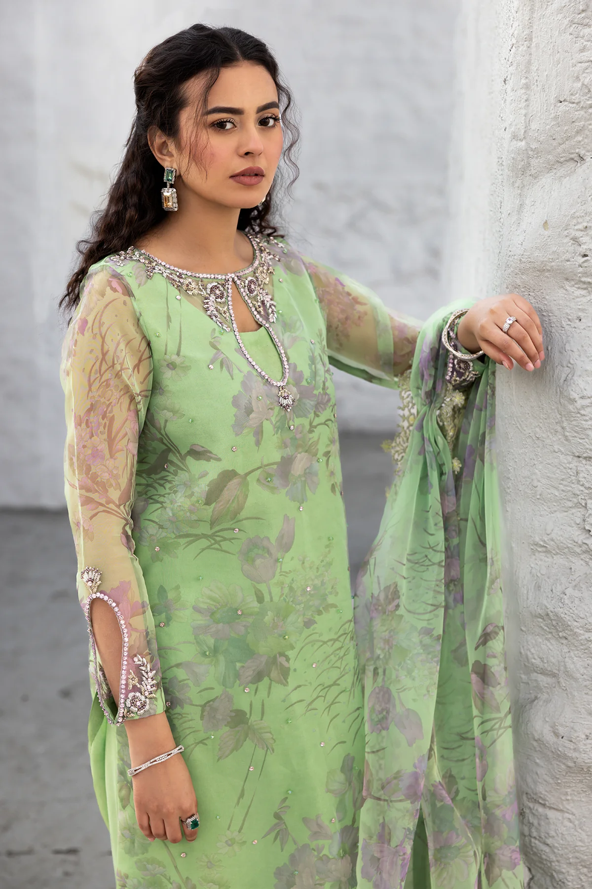 3-PC Embroidered Organza Suit CMA-5-013 - Image 3