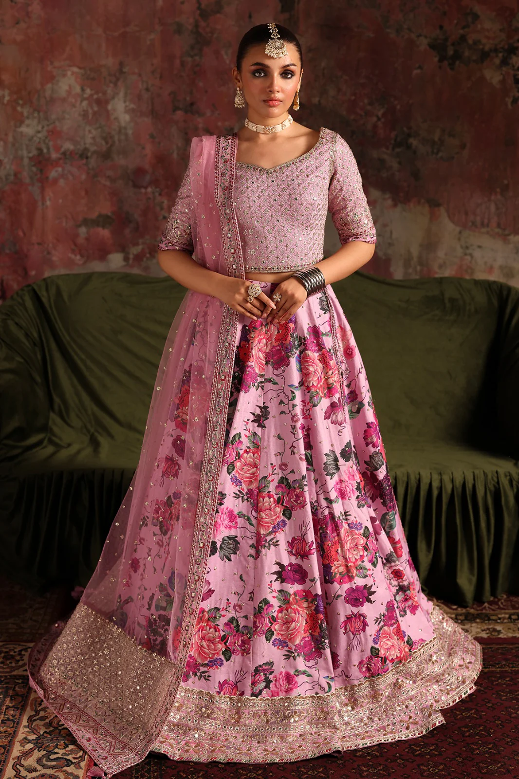 3-PC Embroidered Raw-Silk Suit CMA-5-03