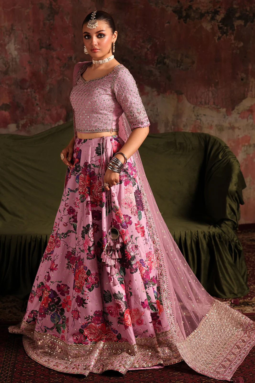 3-PC Embroidered Raw-Silk Suit CMA-5-03 - Image 3