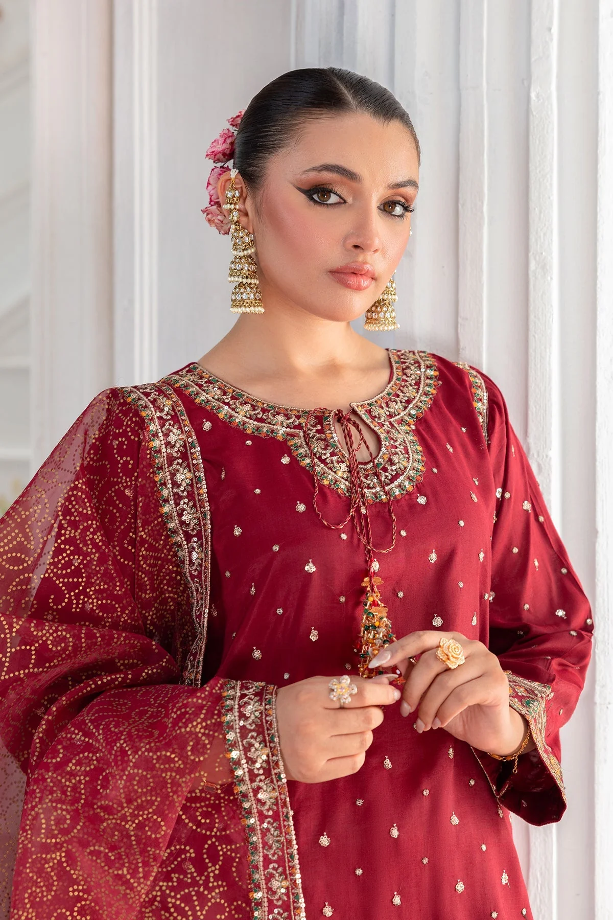 3-PC Embroidered Raw-Silk Suit CMA-5-048 - Image 4
