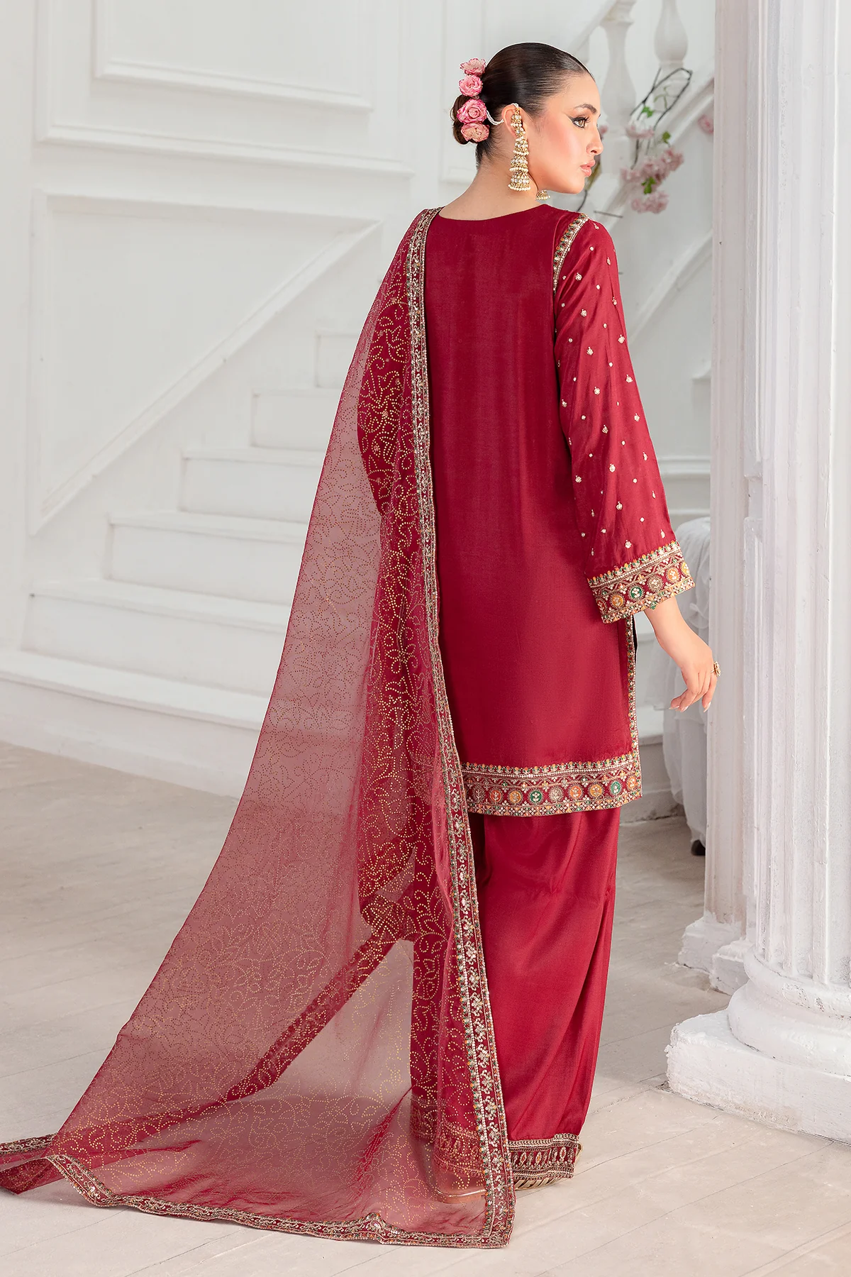 3-PC Embroidered Raw-Silk Suit CMA-5-048 - Image 6