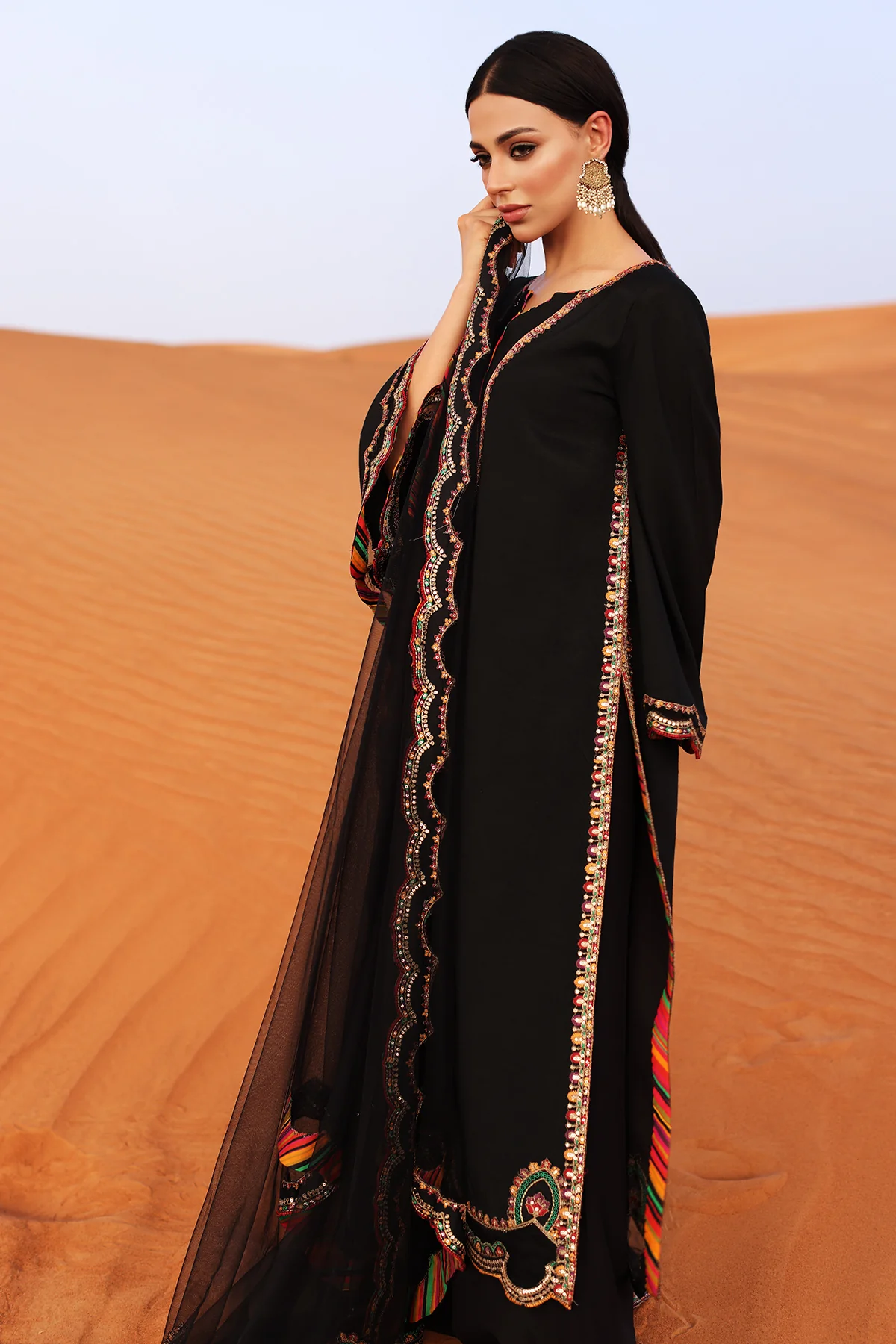 3-PC Embroidered Raw-Silk Suit CMA-5-109 - Image 3