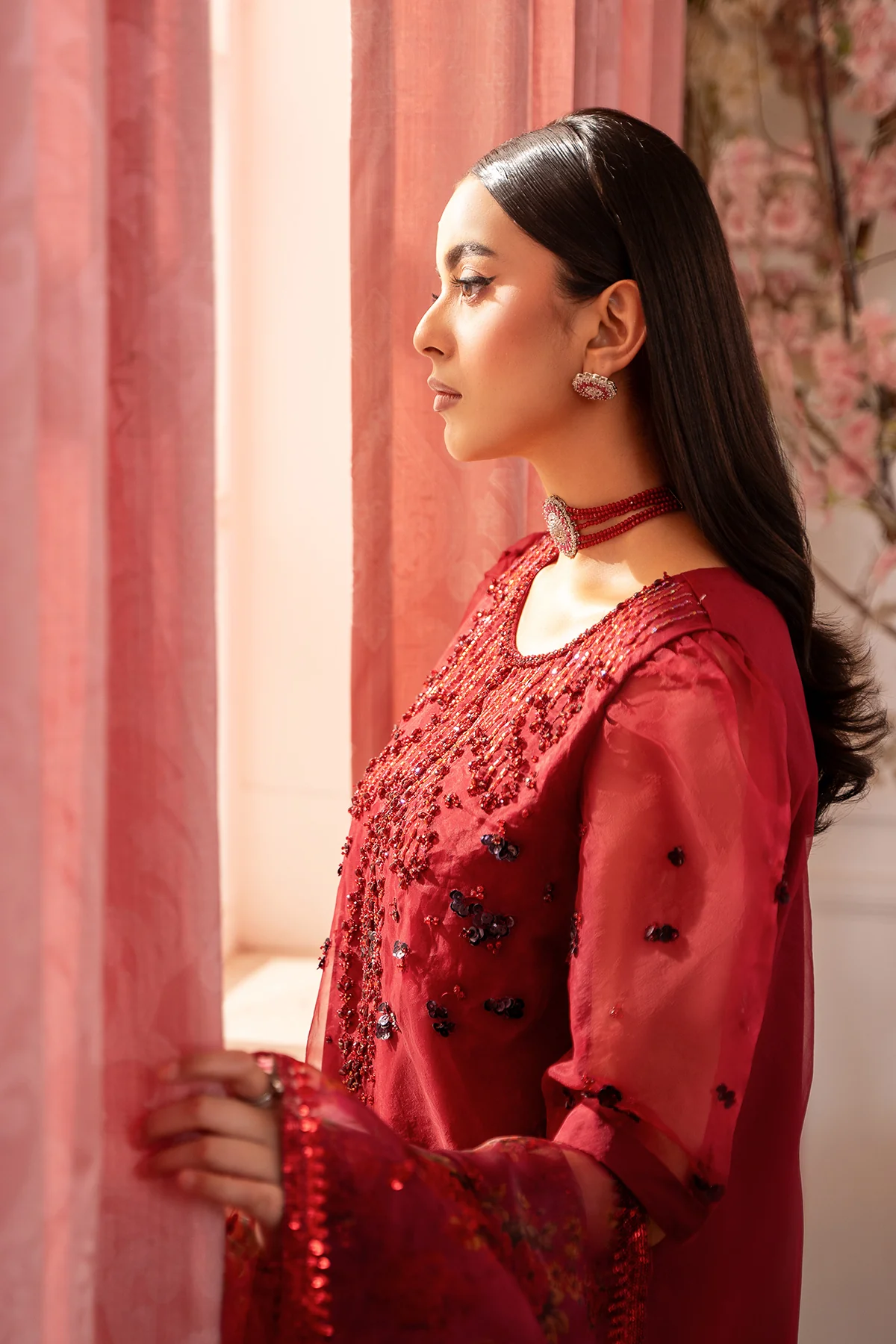 3-PC Embroidered Raw-Silk Suit CMA-5-119 - Image 3