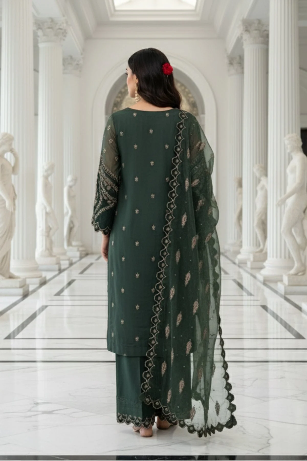 3-PC Embroidered Organza Suit CMA-5-133A - Image 3