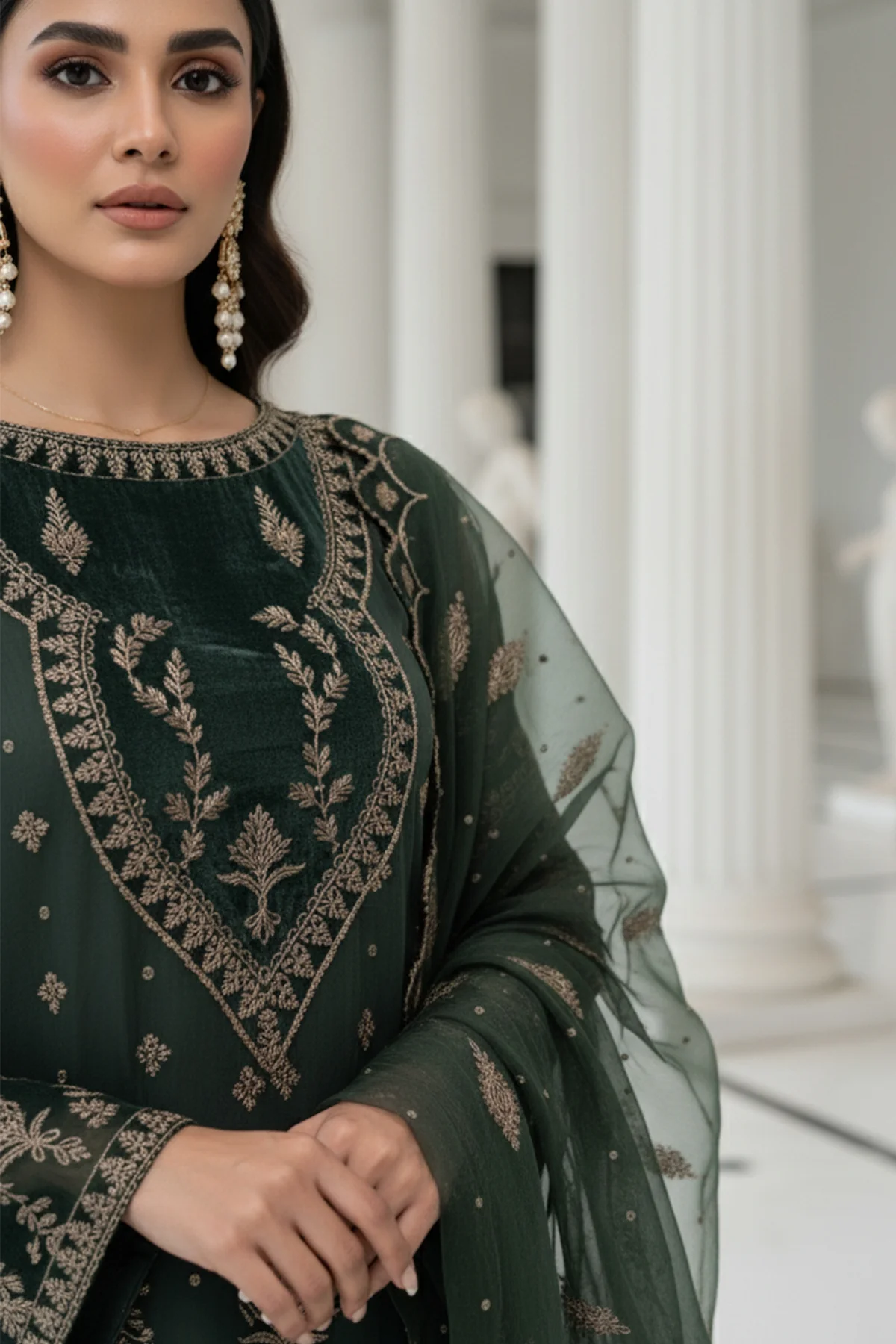 3-PC Embroidered Organza Suit CMA-5-133A - Image 4