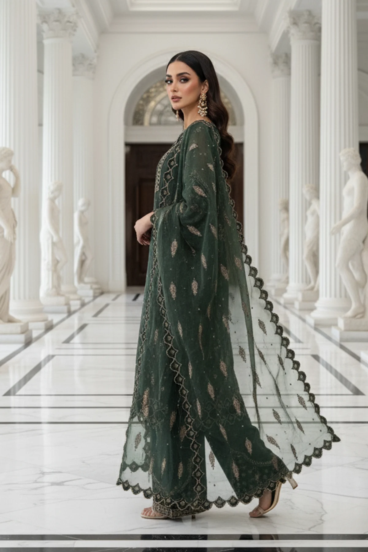 3-PC Embroidered Organza Suit CMA-5-133A - Image 5