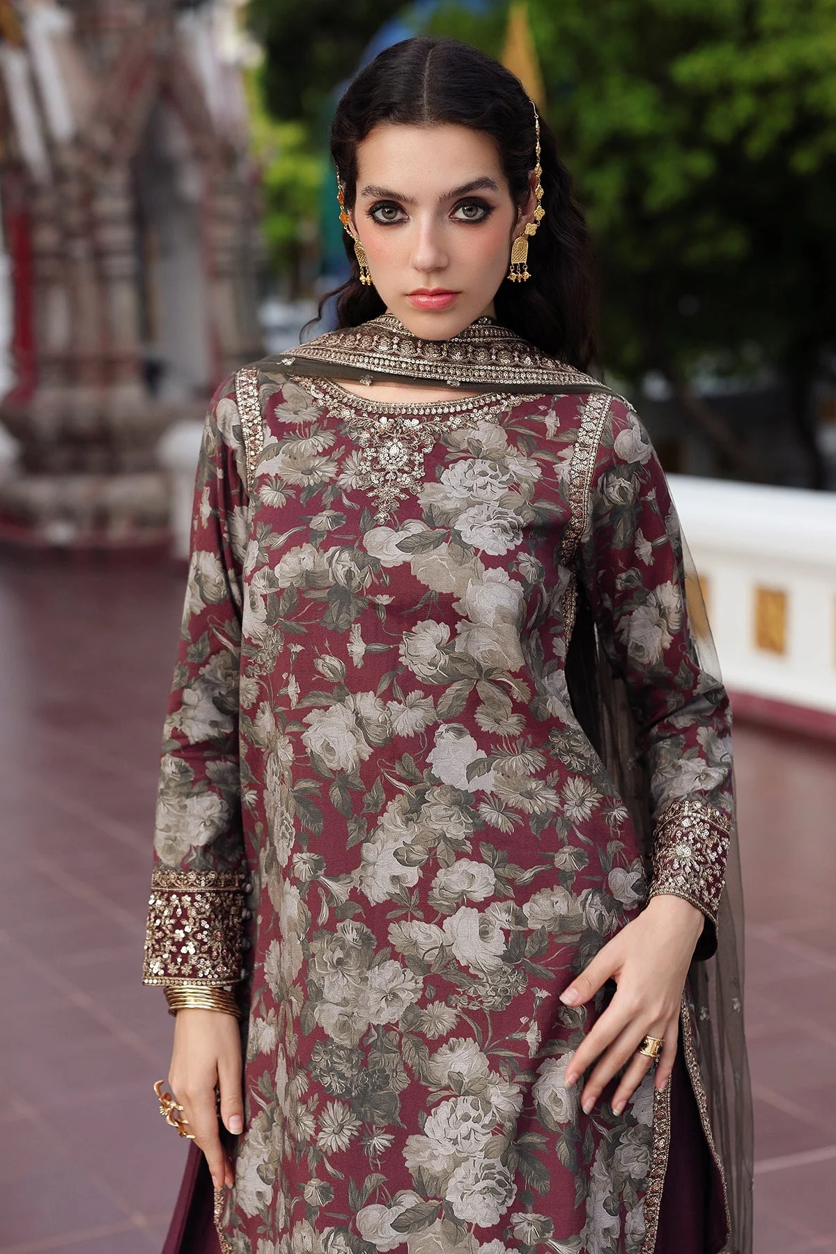 3-PC Embroidered Raw-Silk Suit CMA-5-160 - Image 2