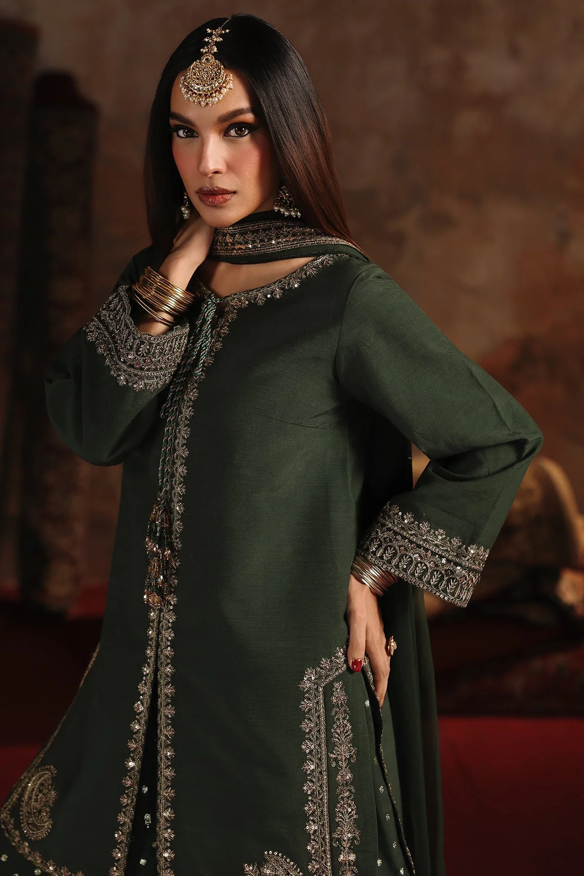 3-PC Embroidered Raw-Silk Suit CMA-5-168 - Image 3