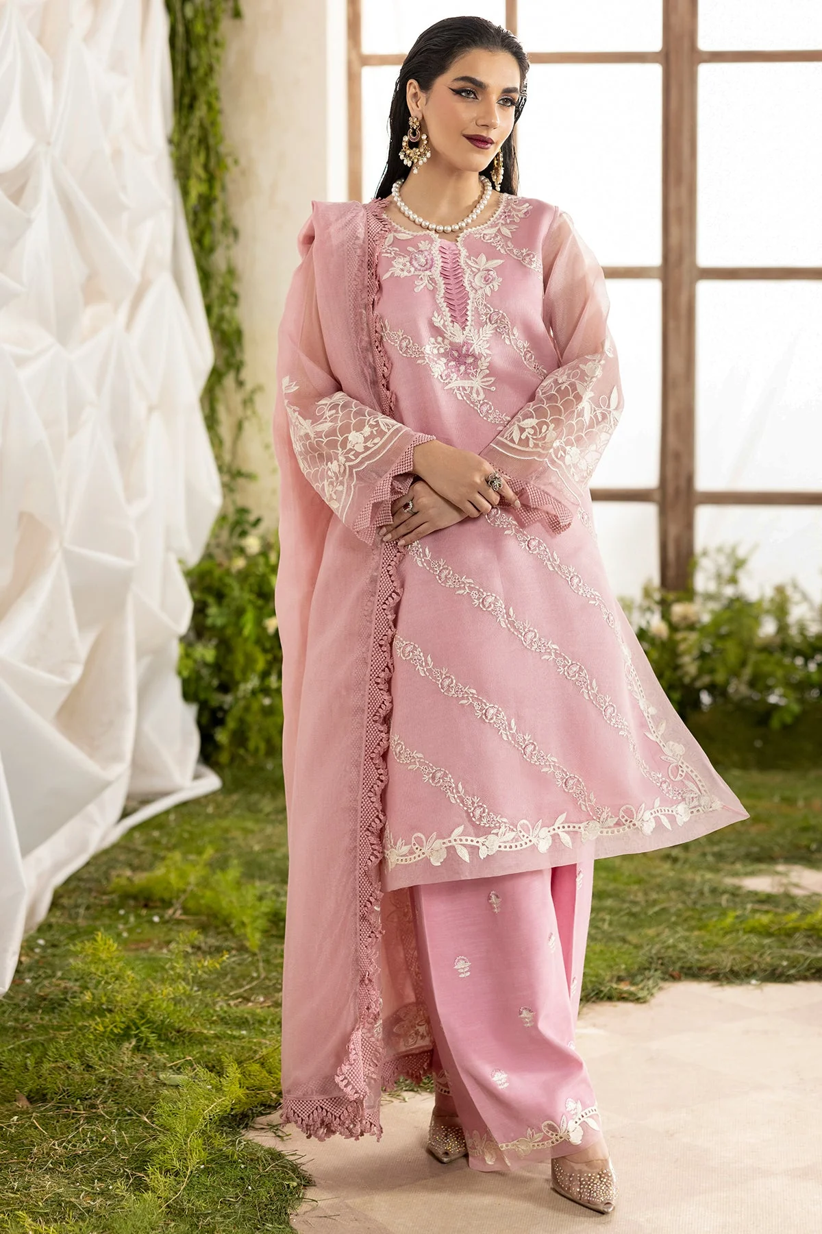 3-PC Embroidered Rajo-Net Suit CMA-5-189 - Image 2