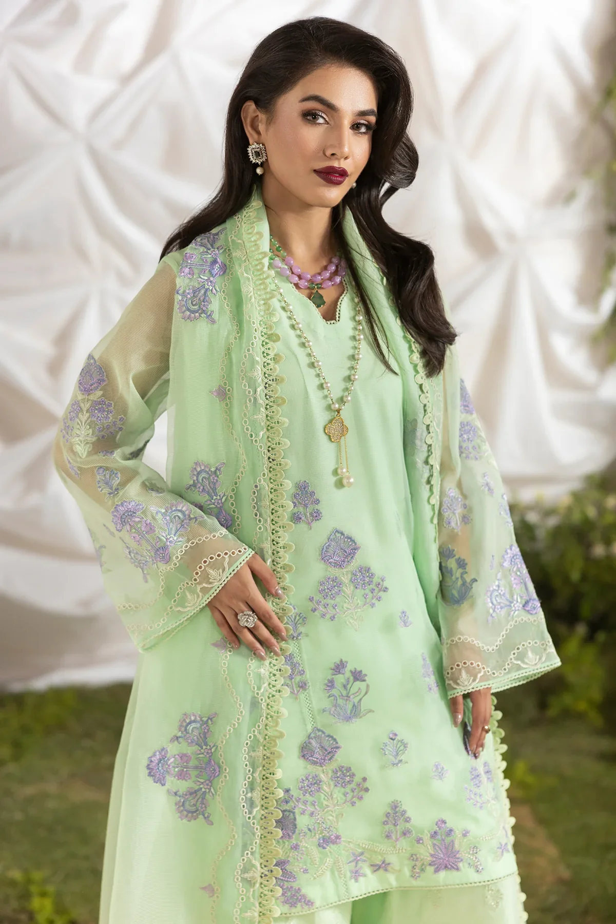3-PC Embroidered Rajo-Net Suit CMA-5-193 - Image 2