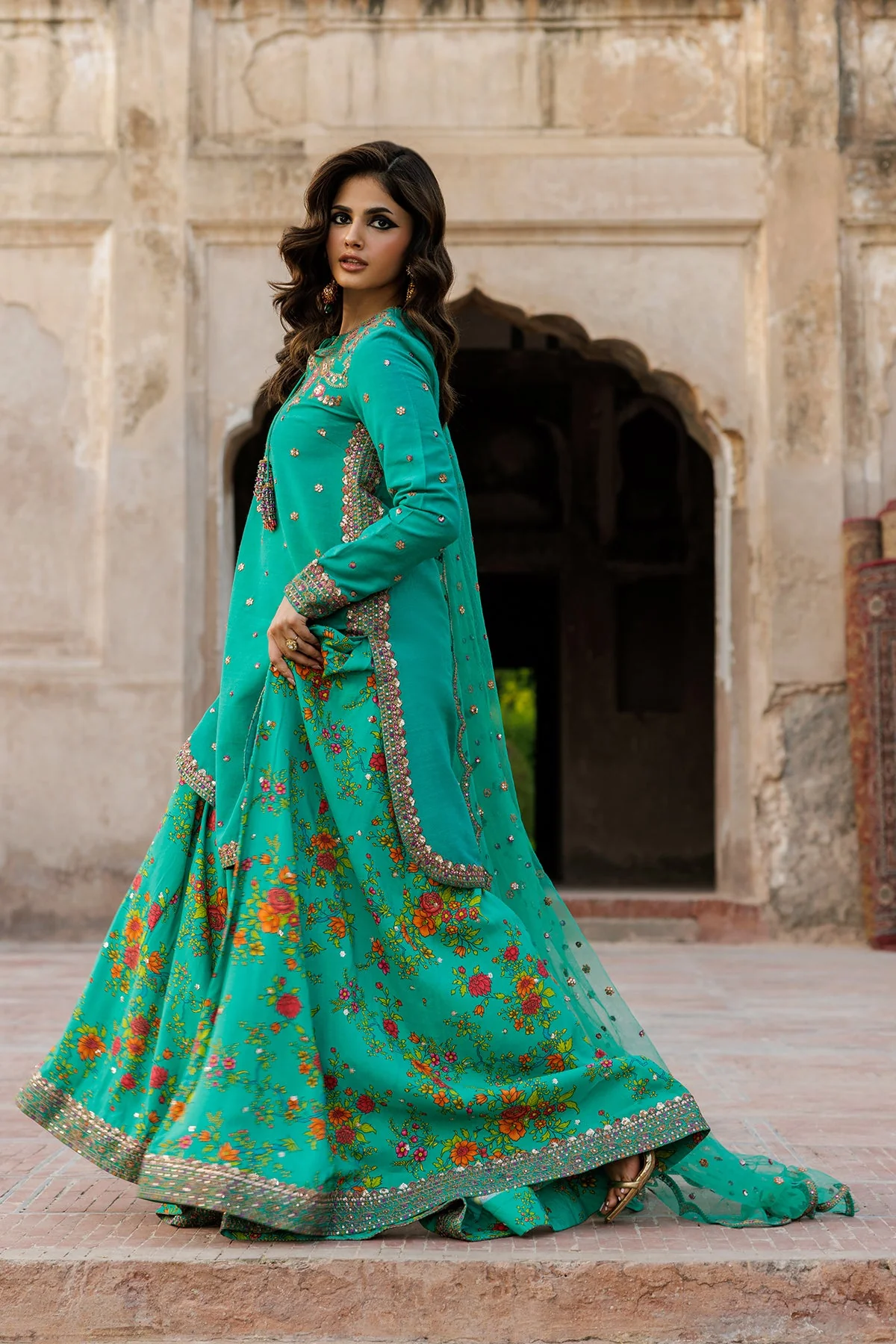 3-PC Embroidered Raw-Silk Suit CMA-5-242 - Image 2