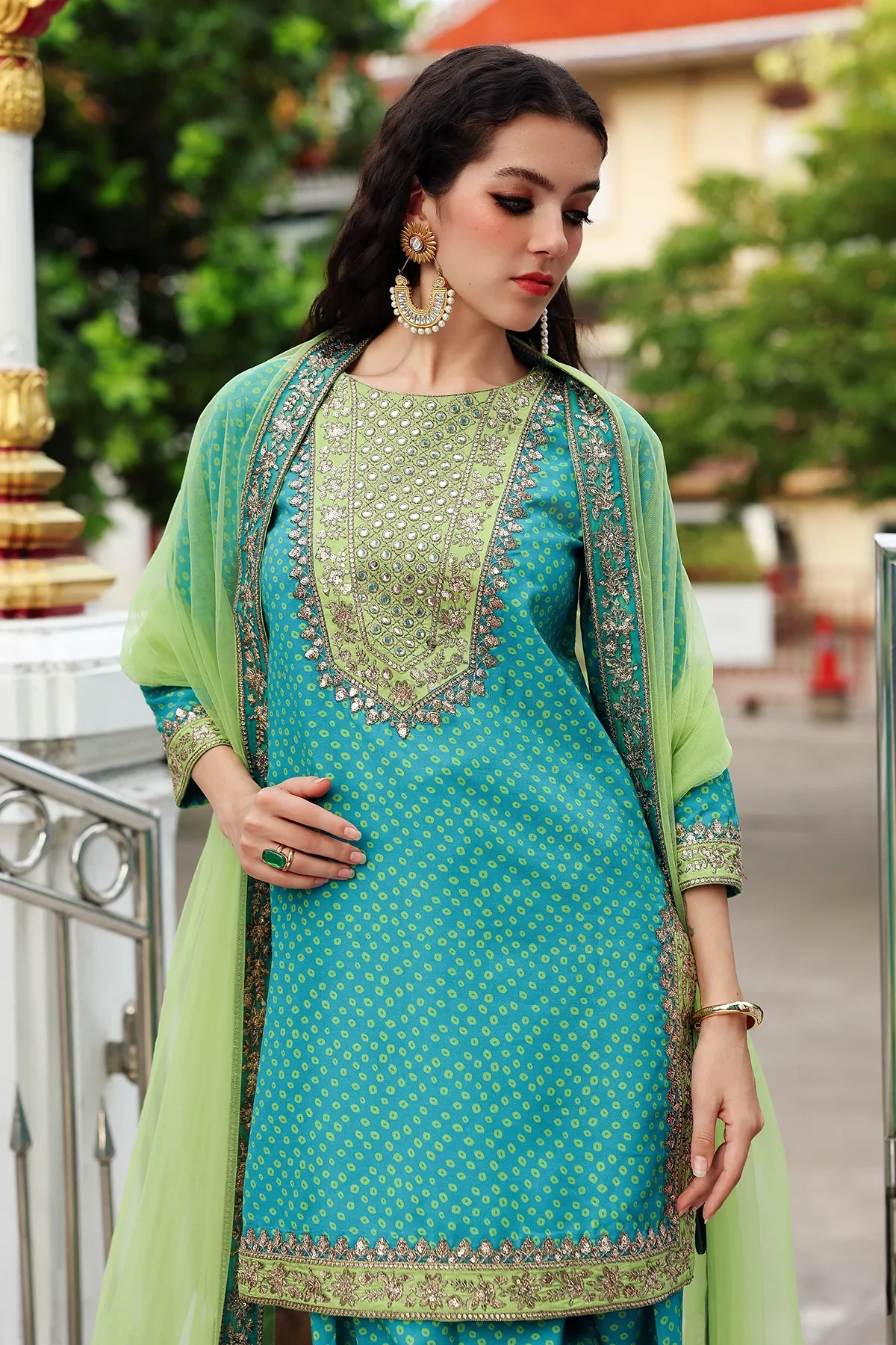 3-PC Embroidered Raw-Silk Suit CMA-6-173 - Image 4