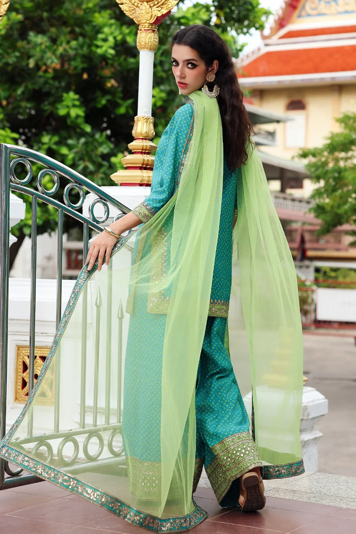 3-PC Embroidered Raw-Silk Suit CMA-6-173 - Image 5
