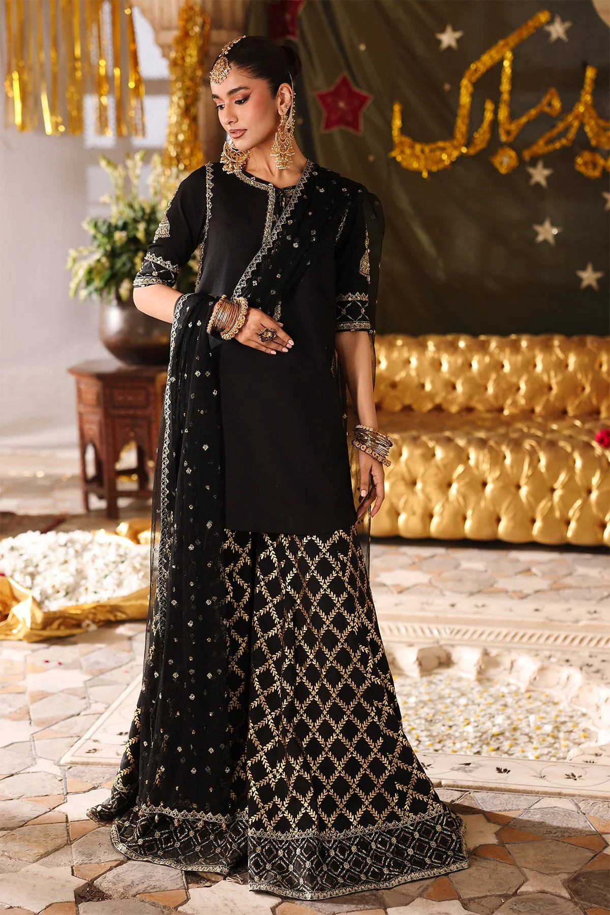3-PC Embroidered Raw-Silk Suit CMA-6-203 - Image 3