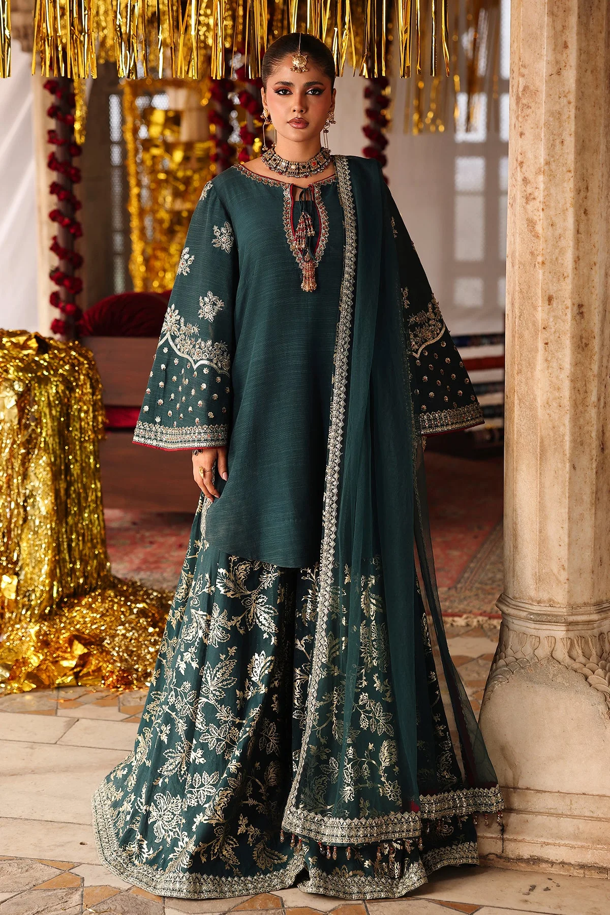 3-PC Embroidered Raw-Silk Suit CMA-6-207