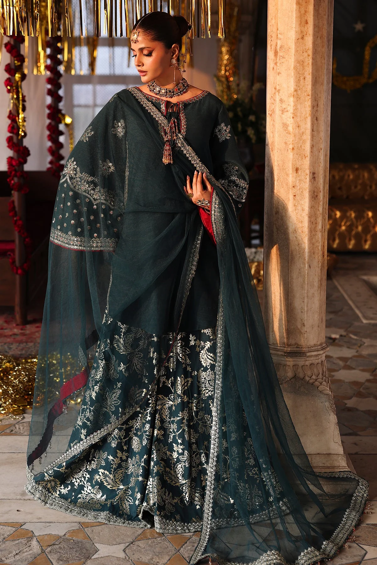 3-PC Embroidered Raw-Silk Suit CMA-6-207 - Image 3