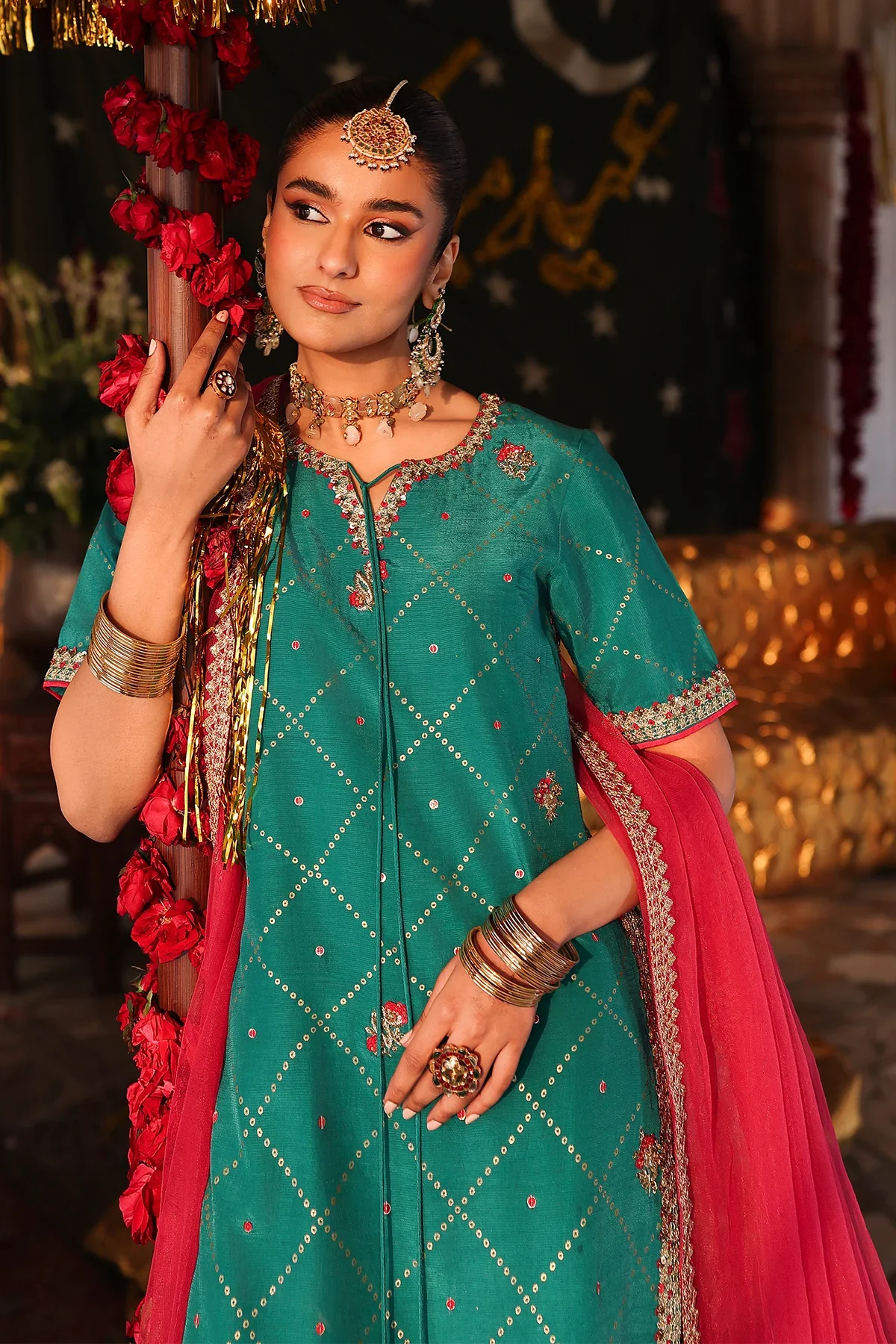 3-PC Embroidered Raw-Silk Suit CMA-6-219 - Image 5