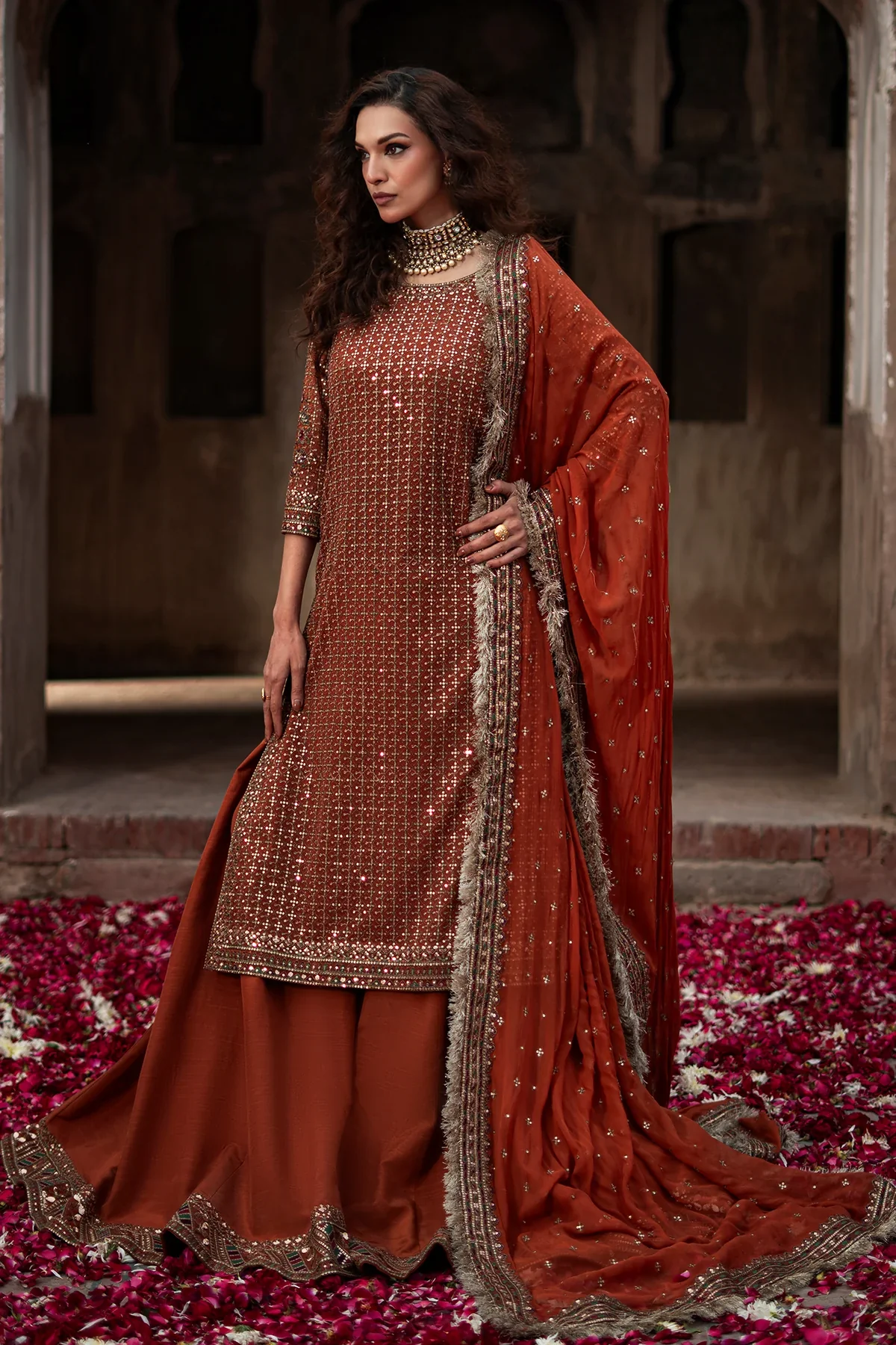 3-PC Embroidered Chiffon Suit CMA-6-222 - Image 3
