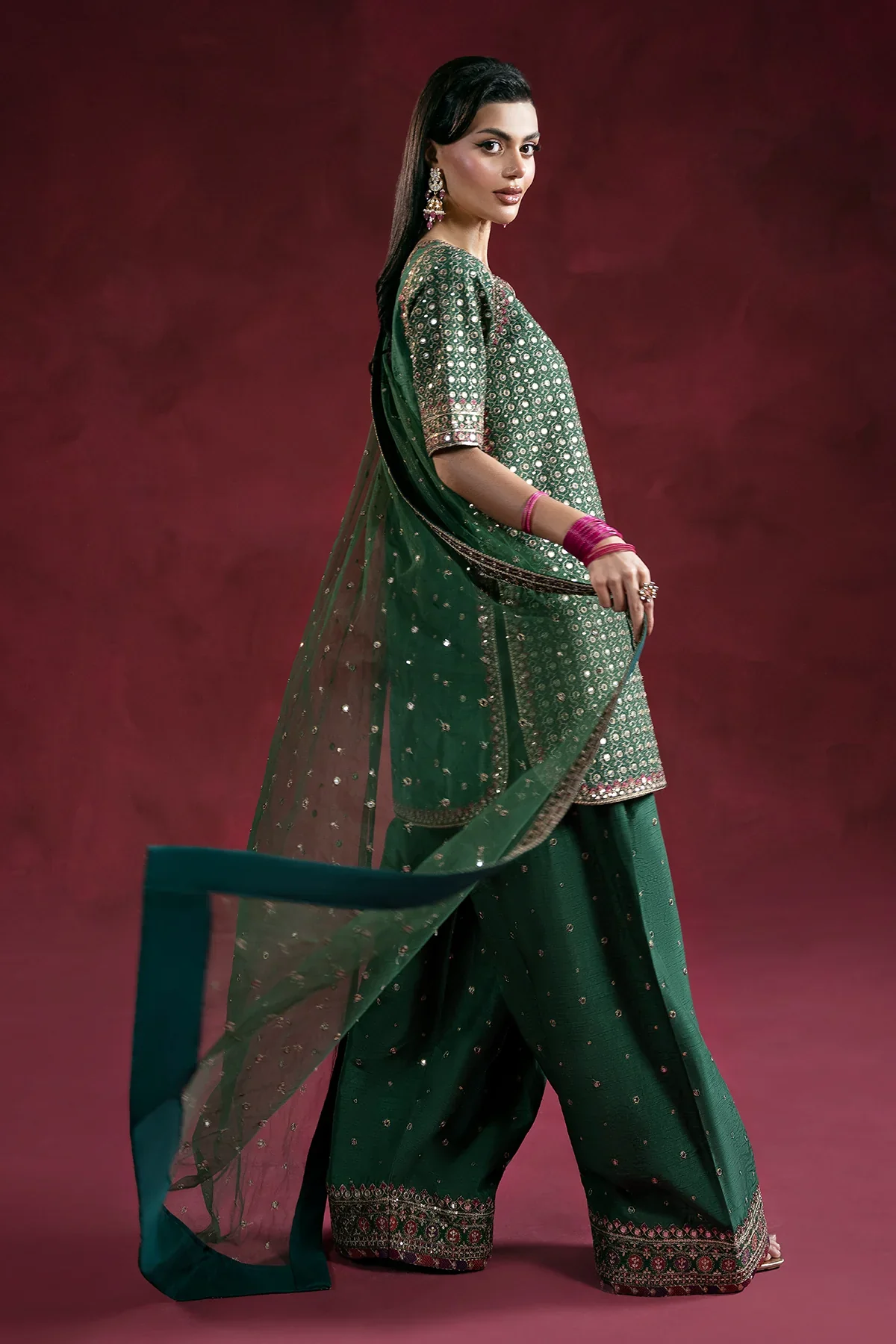 3-PC Embroidered Raw-Silk Suit CMA-6-238 - Image 3