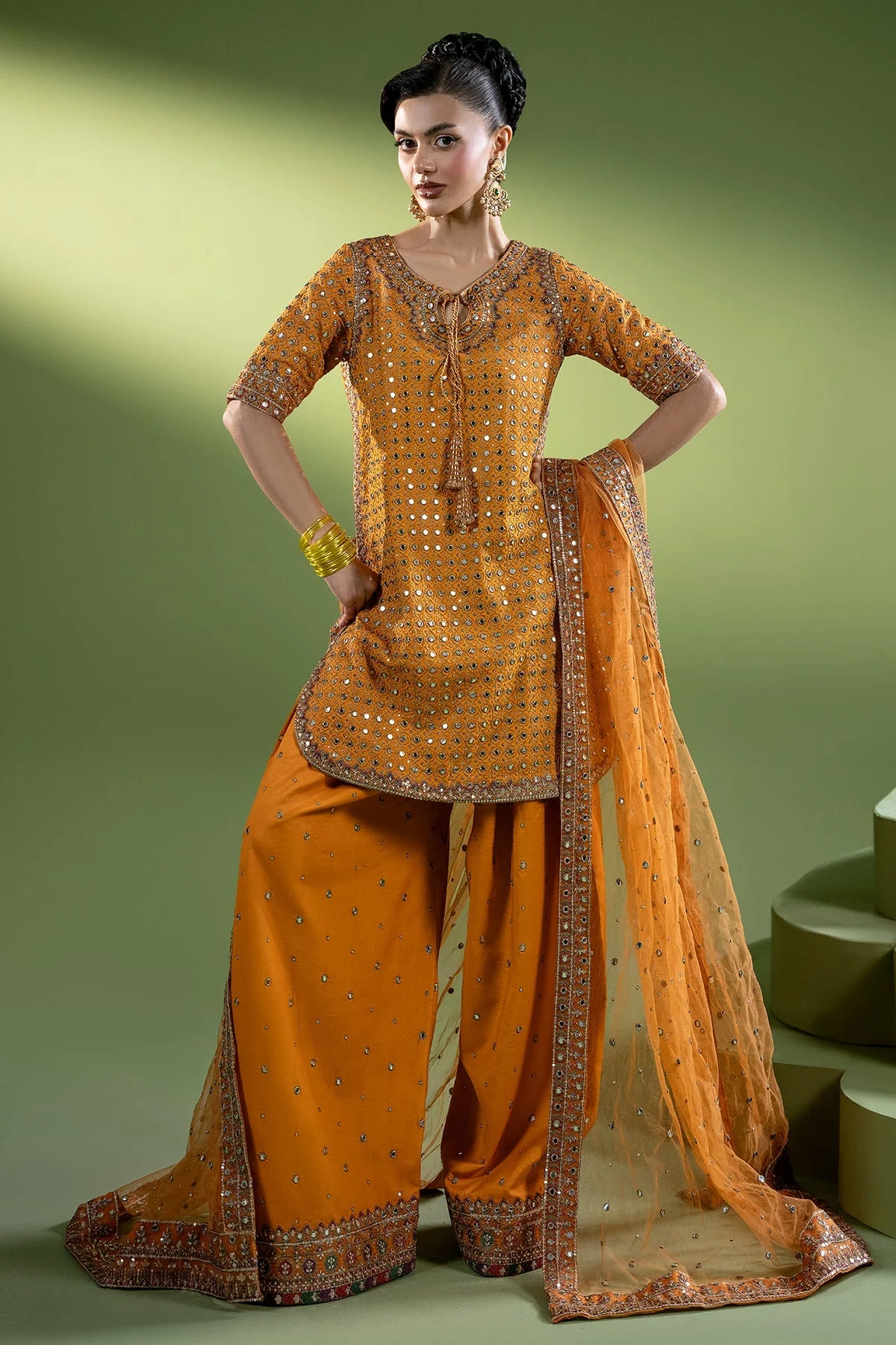 3-PC Embroidered Raw-Silk Suit CMA-6-260