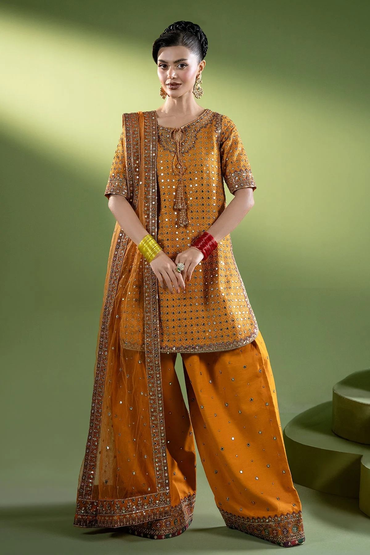 3-PC Embroidered Raw-Silk Suit CMA-6-260 - Image 3