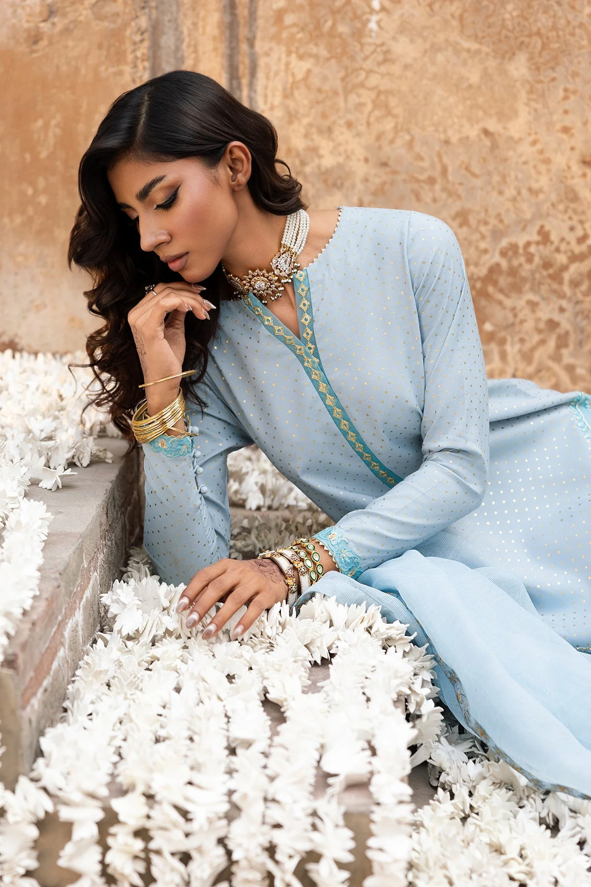 3-PC Embroidered Raw-Silk Suit CMA-6-336 - Image 6