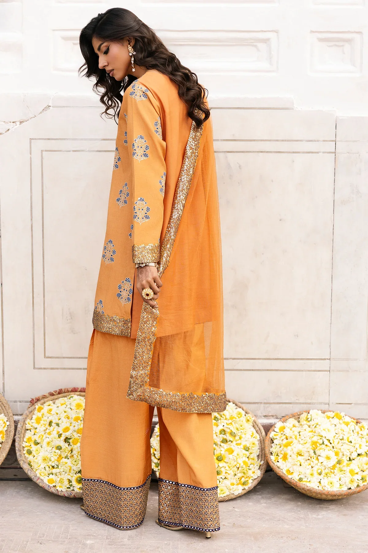 3-PC Embroidered Raw-Silk Suit CMA-6-341 - Image 6