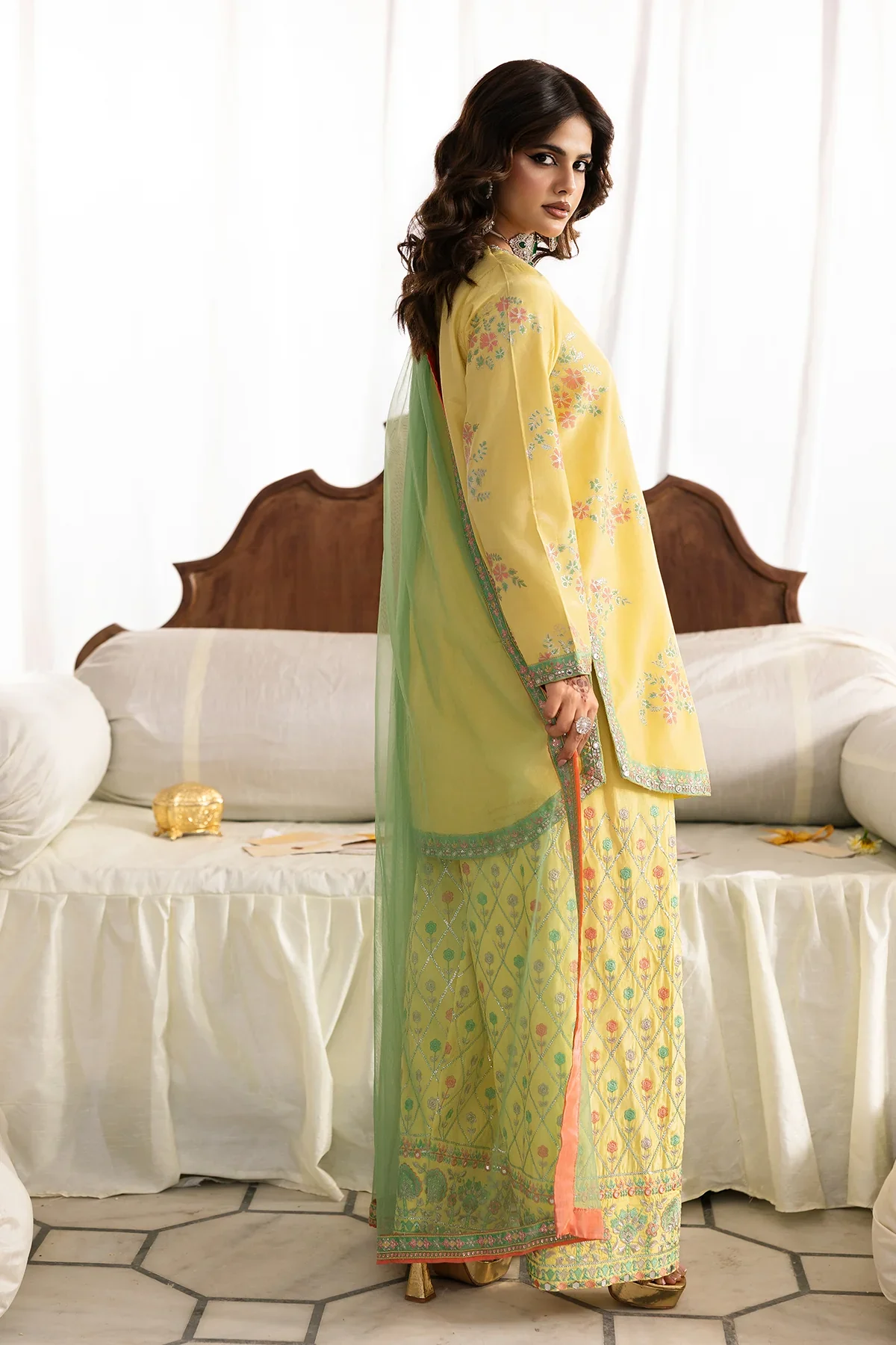 3-PC Embroidered Raw-Silk Suit CMA-6-342 - Image 4