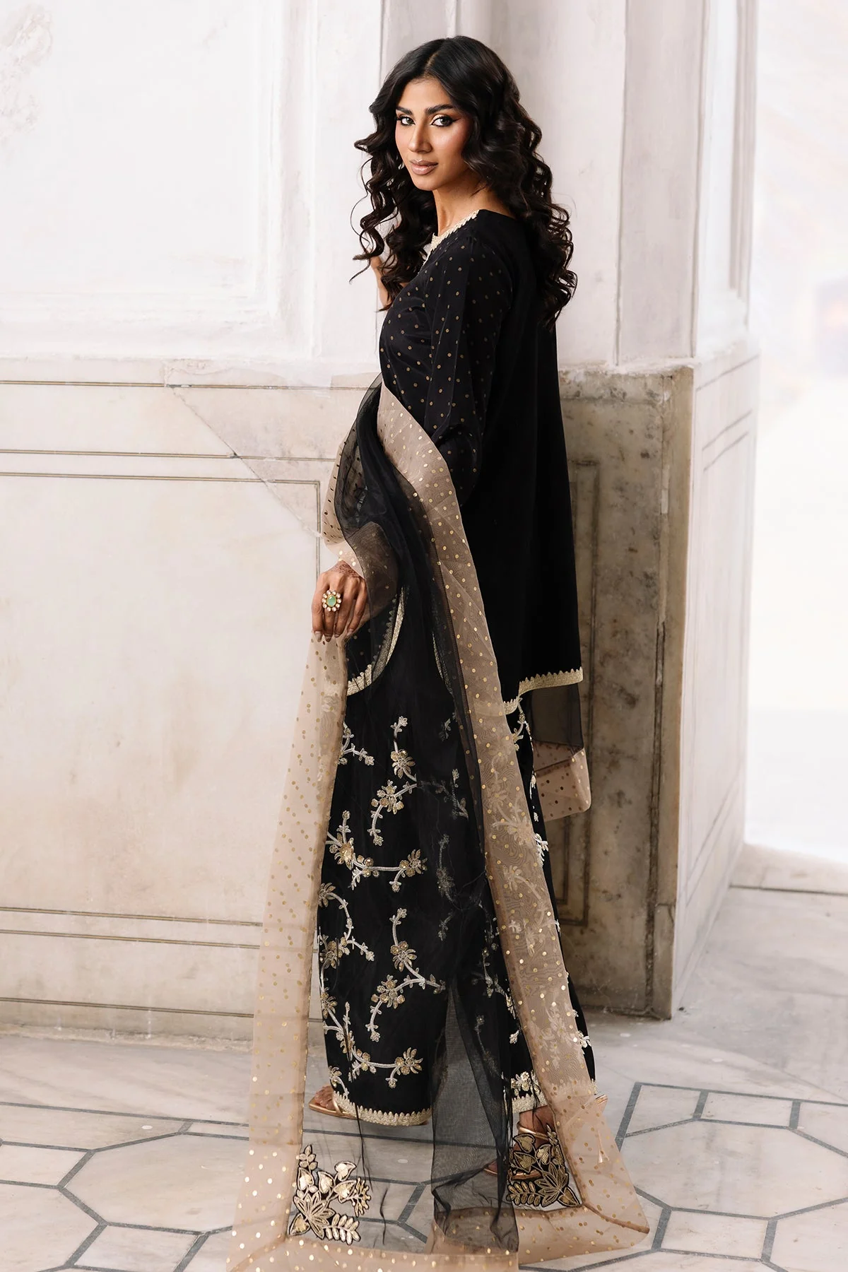 3-PC Embroidered Raw-Silk Suit CMA-6-351 - Image 3