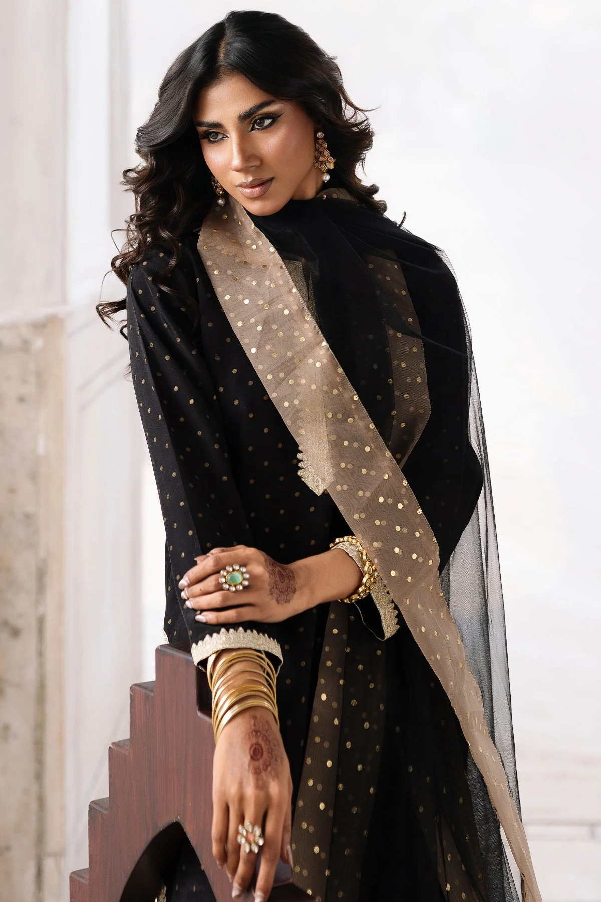 3-PC Embroidered Raw-Silk Suit CMA-6-351 - Image 5