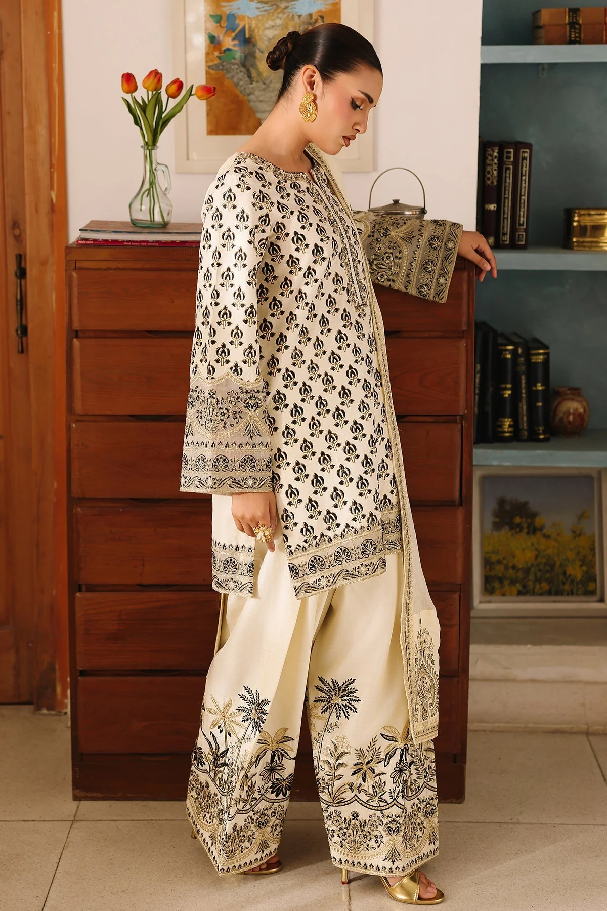 3-PC Embroidered Raw Silk CMA-6-403 - Image 3
