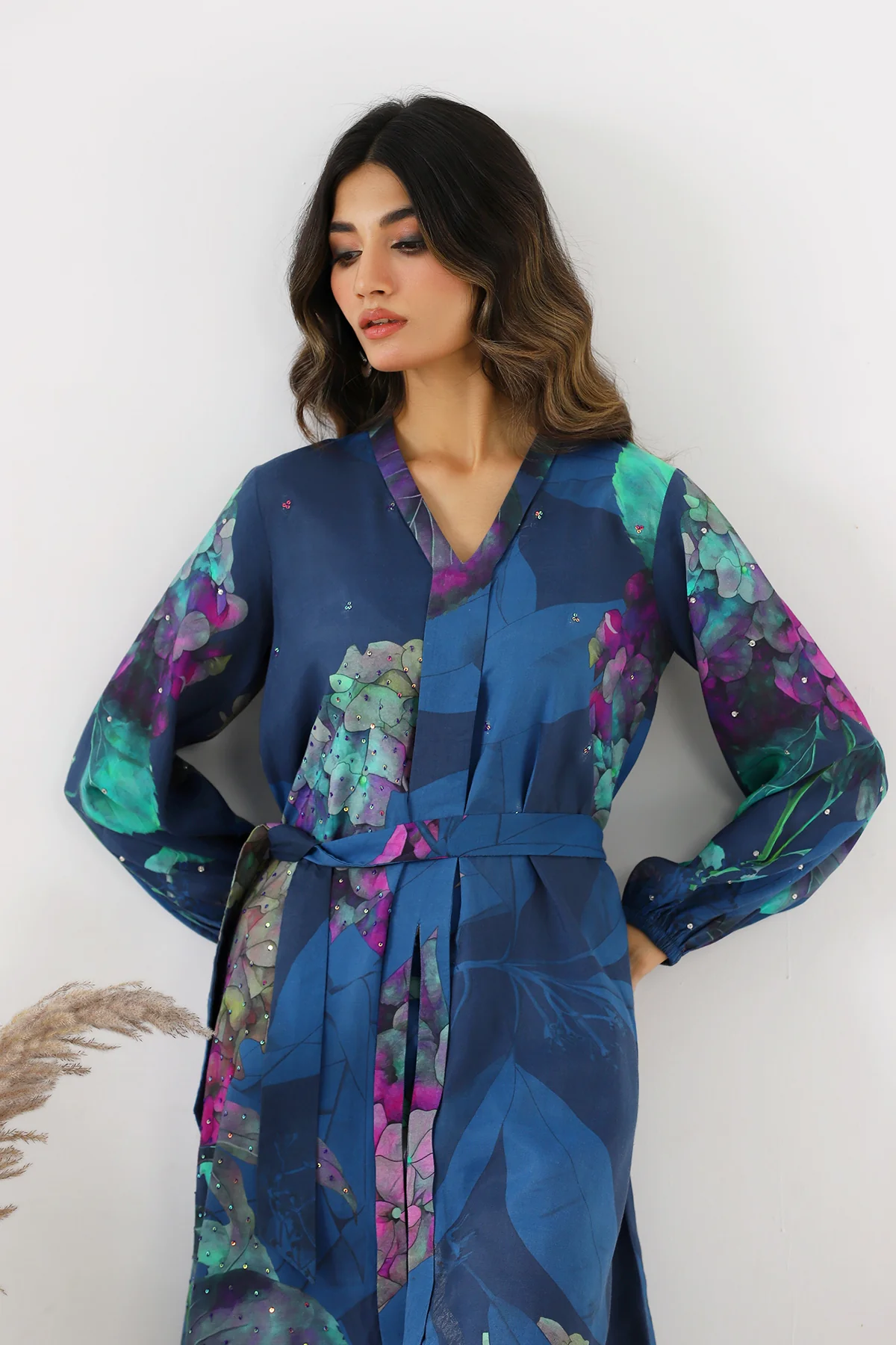 2-PC Printed Raw-Silk Shirt with Trouser CPM-4-211 - Image 5