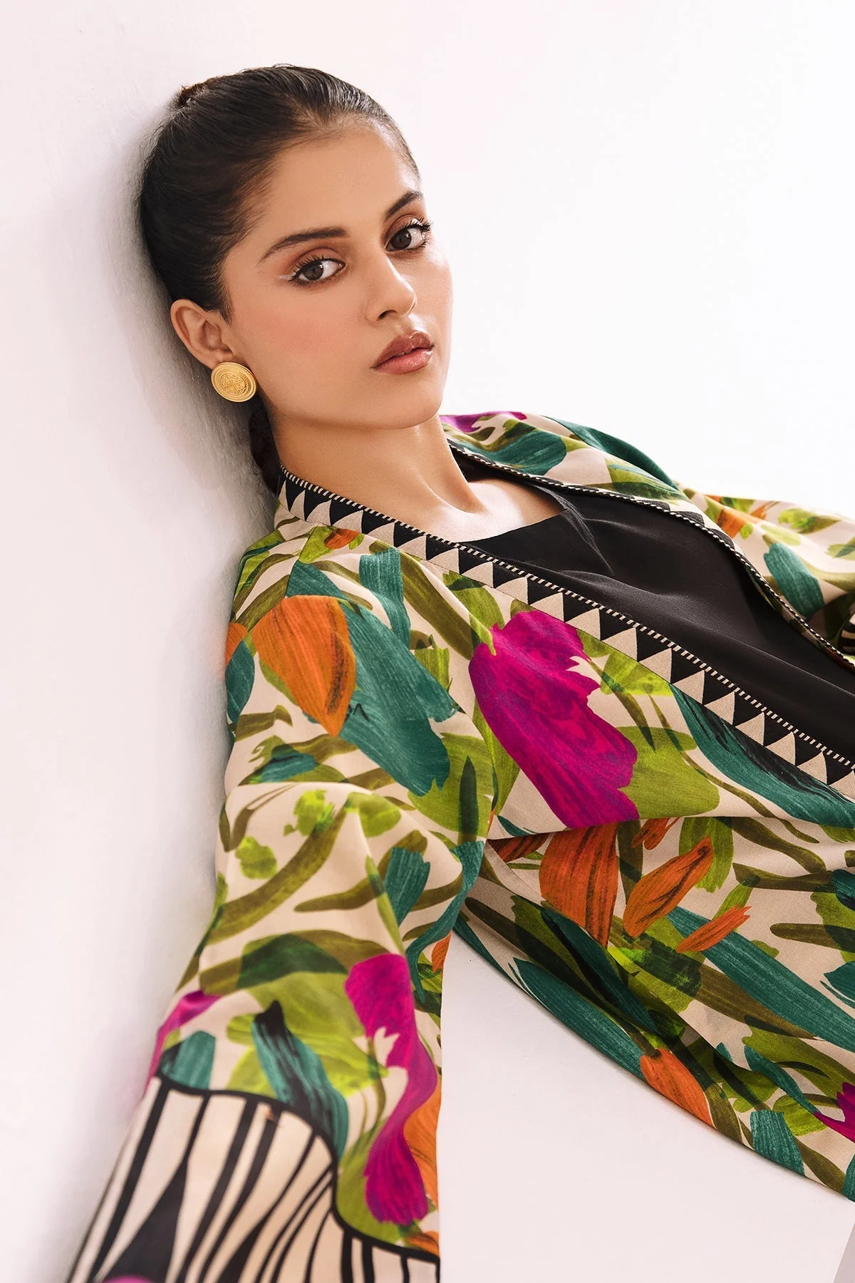 2-Pc Raw-Silk Printed Jacket with Trouser CPM-4-229 - Image 3