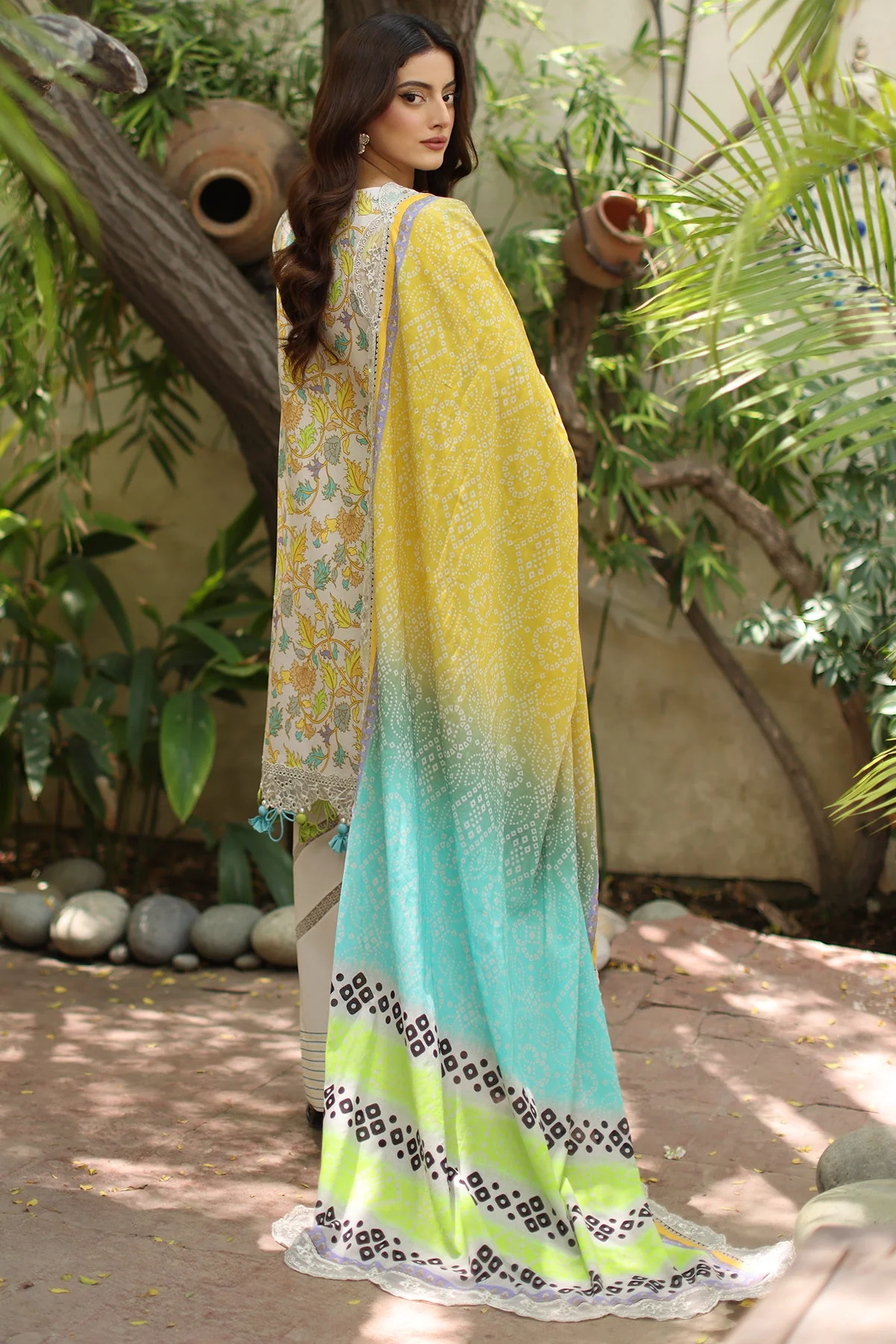 3-PC Stitched Embroidered Lawn  Collection RN6-05 PSOK - Image 2