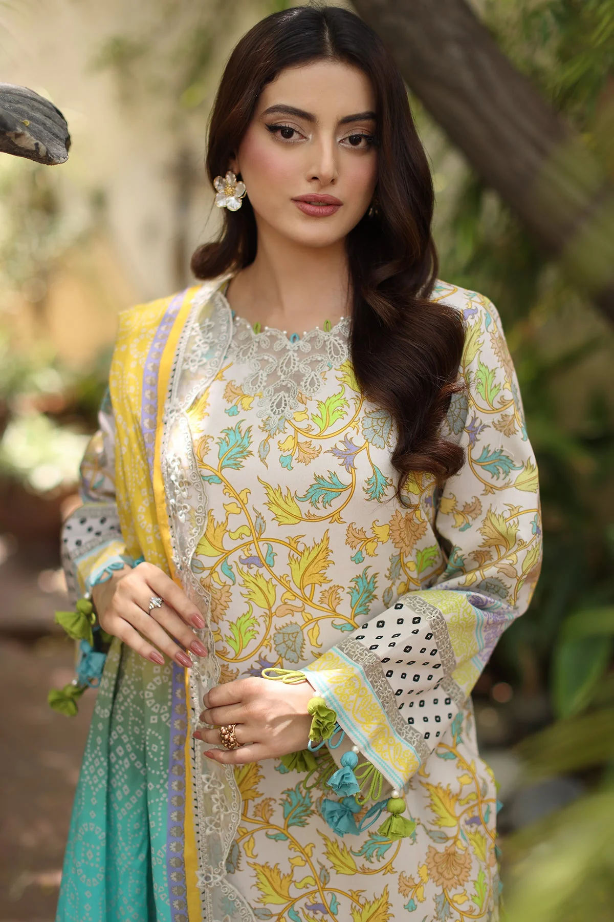 3-PC Stitched Embroidered Lawn  Collection RN6-05 PSOK - Image 4